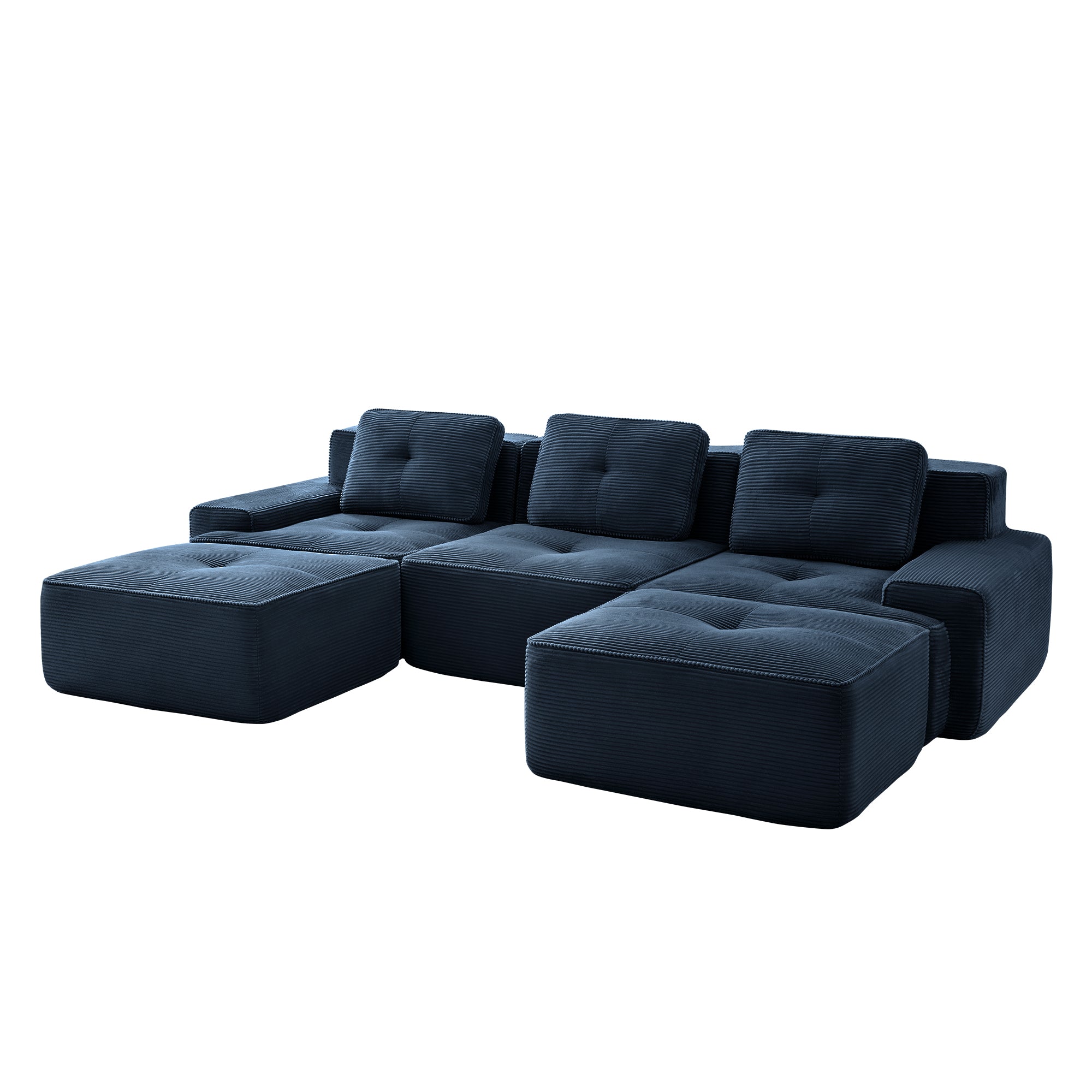 Racine blue modular sofa showing front view isolated sofa image on white background