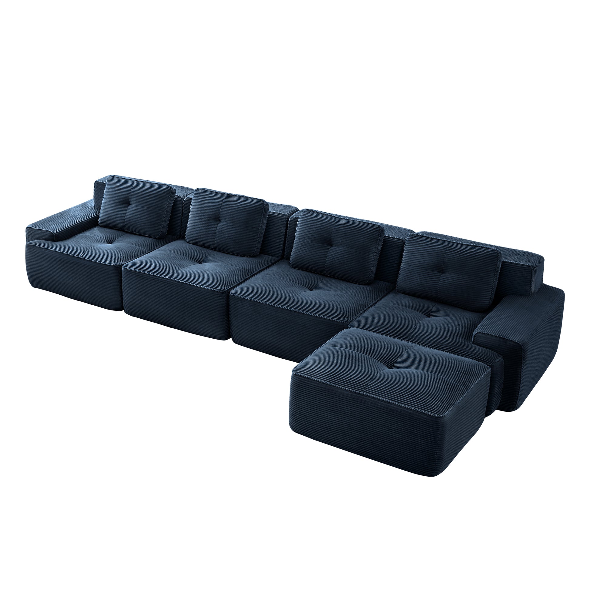 Racine blue modular sofa showing front view isolated sofa image on white background