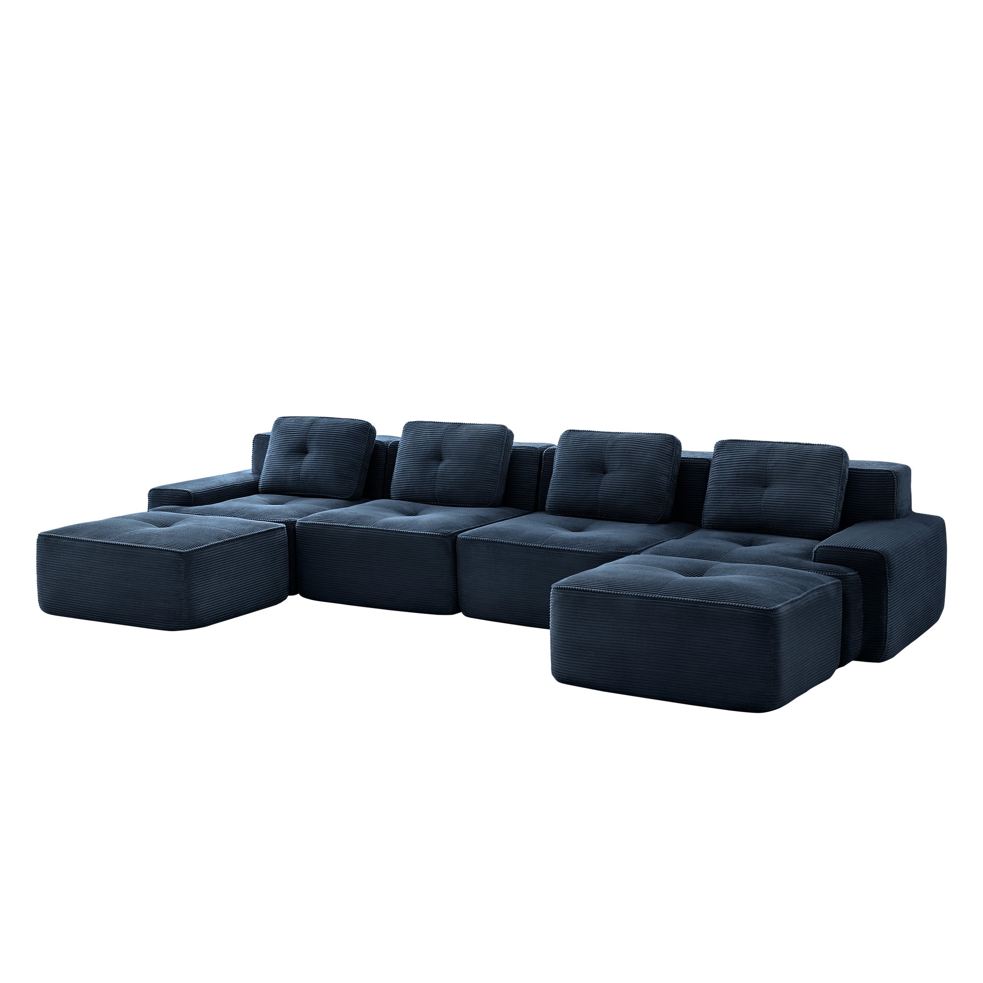 Racine blue modular sofa showing angled white background product view