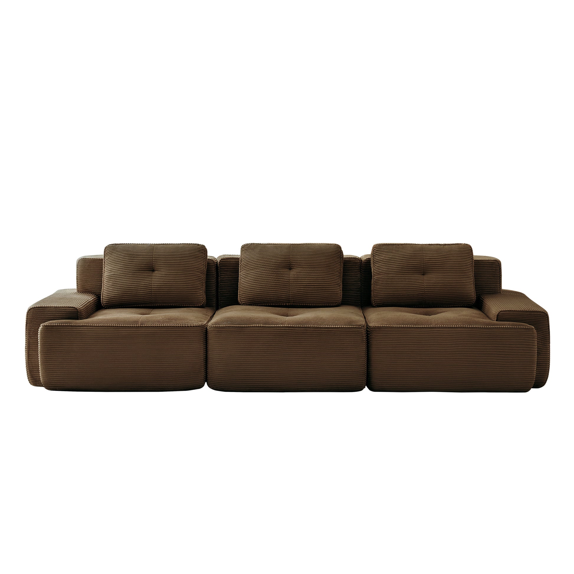 Racine brown modular sofa showing white background front product view