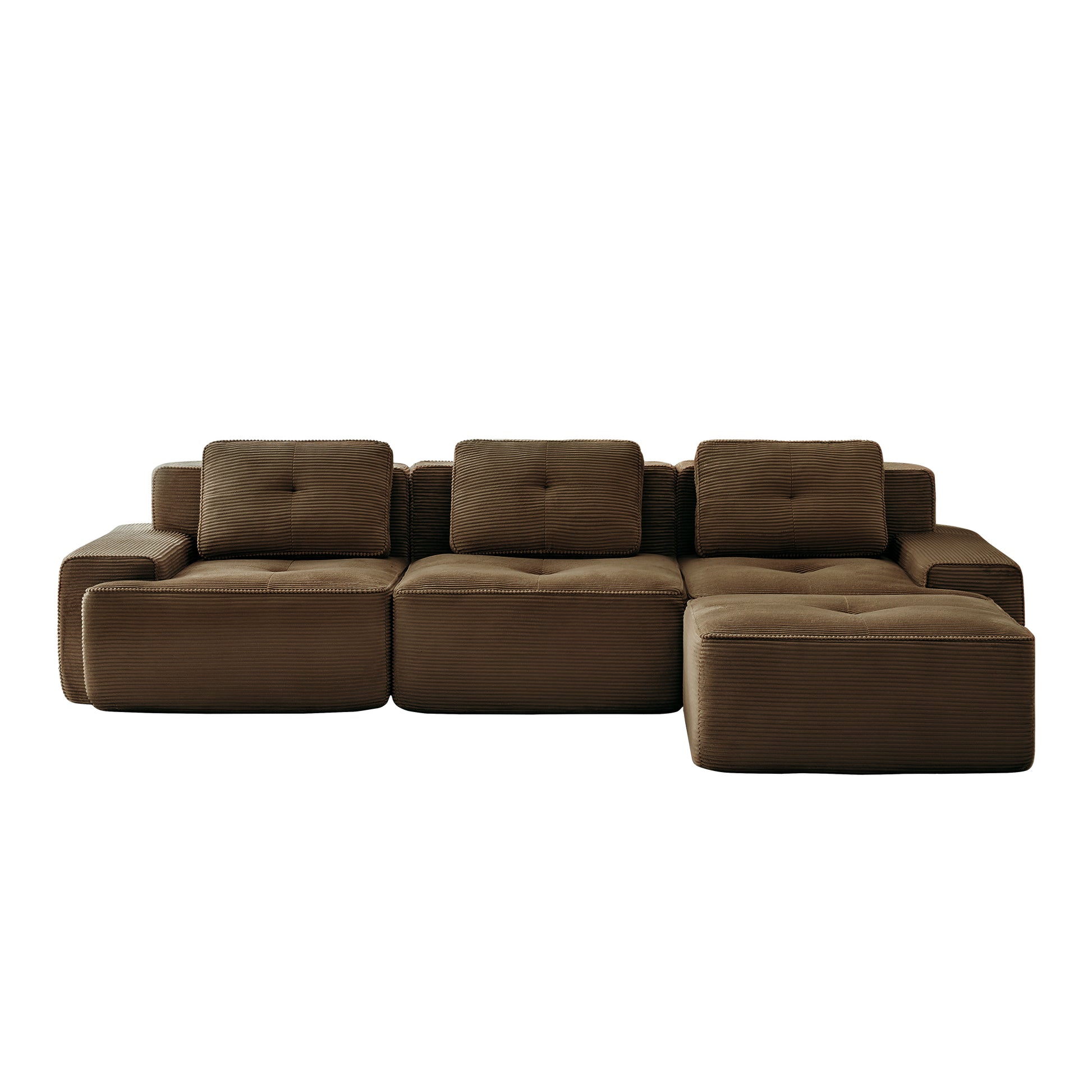 Racine brown modular sofa showing angled white background product view