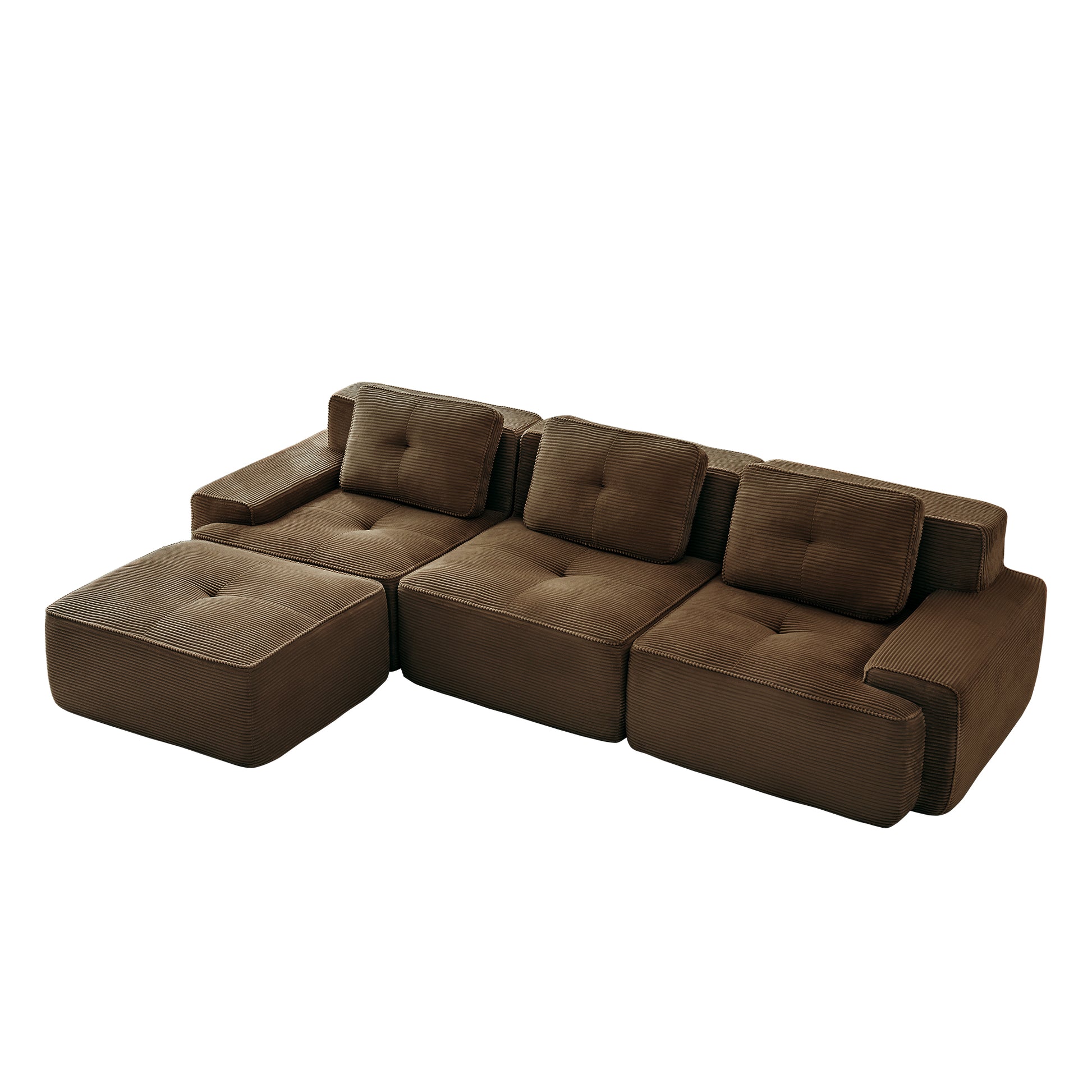 Racine brown modular sofa showing angled white background product view