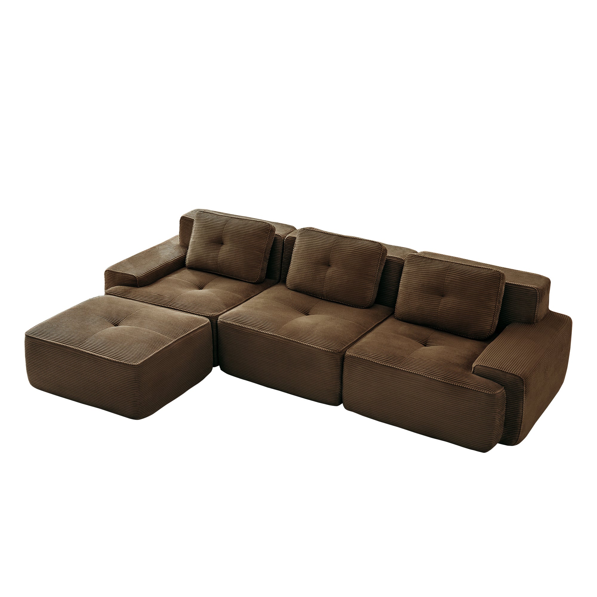 Racine brown modular sofa showing angled white background product view