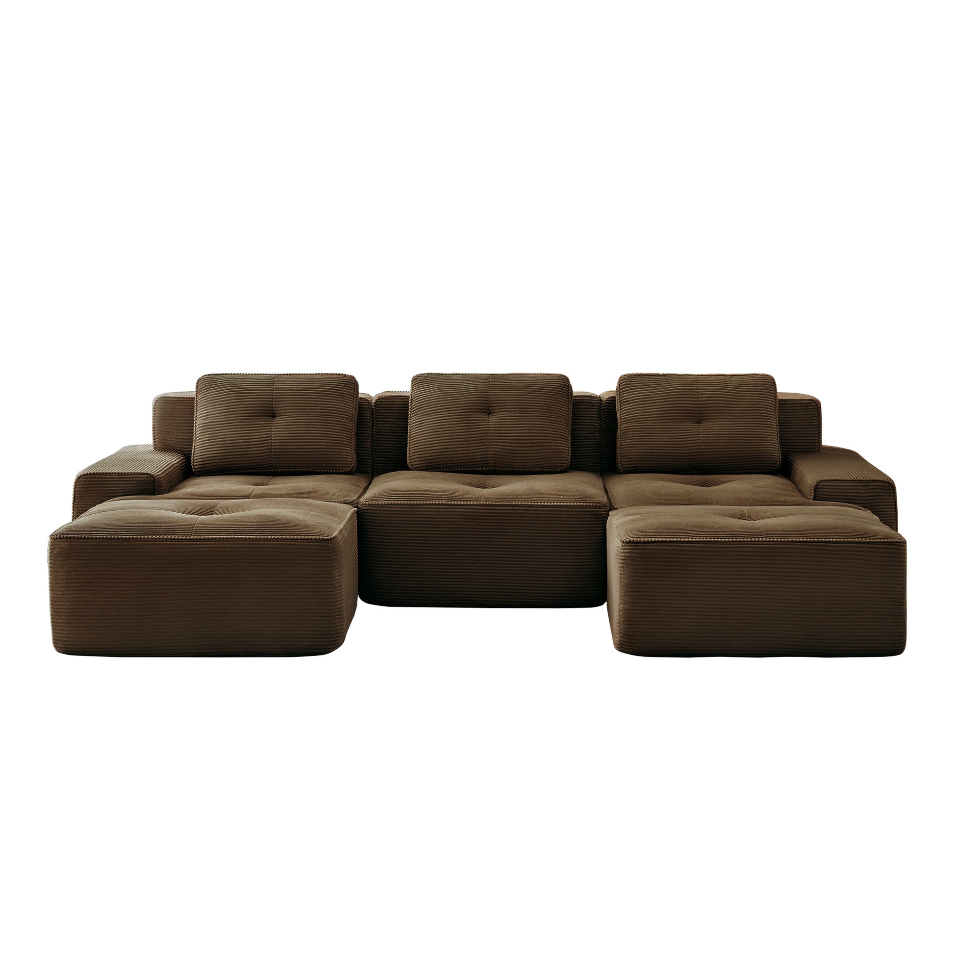Racine brown modular sofa showing angled white background product view