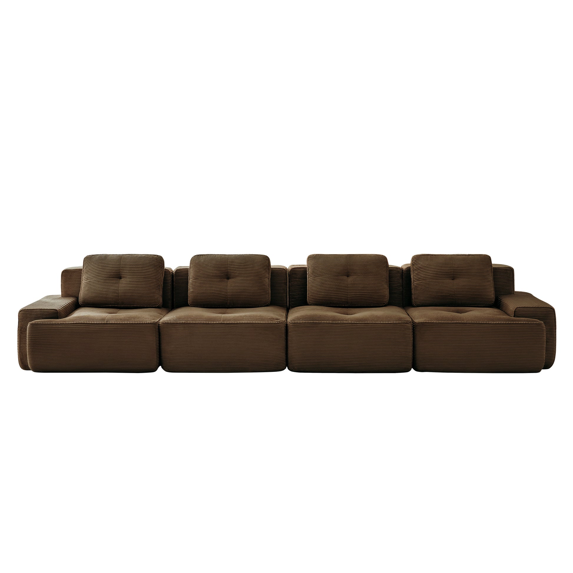 Racine brown modular sofa showing angled white background product view