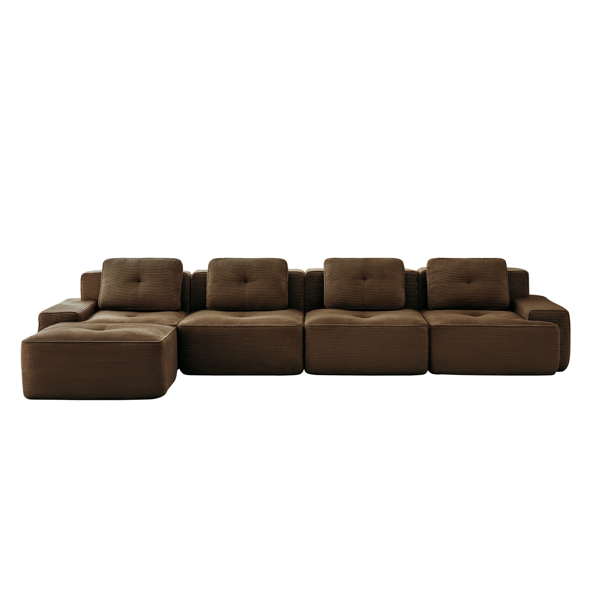 Racine brown modular sofa showing angled white background product view
