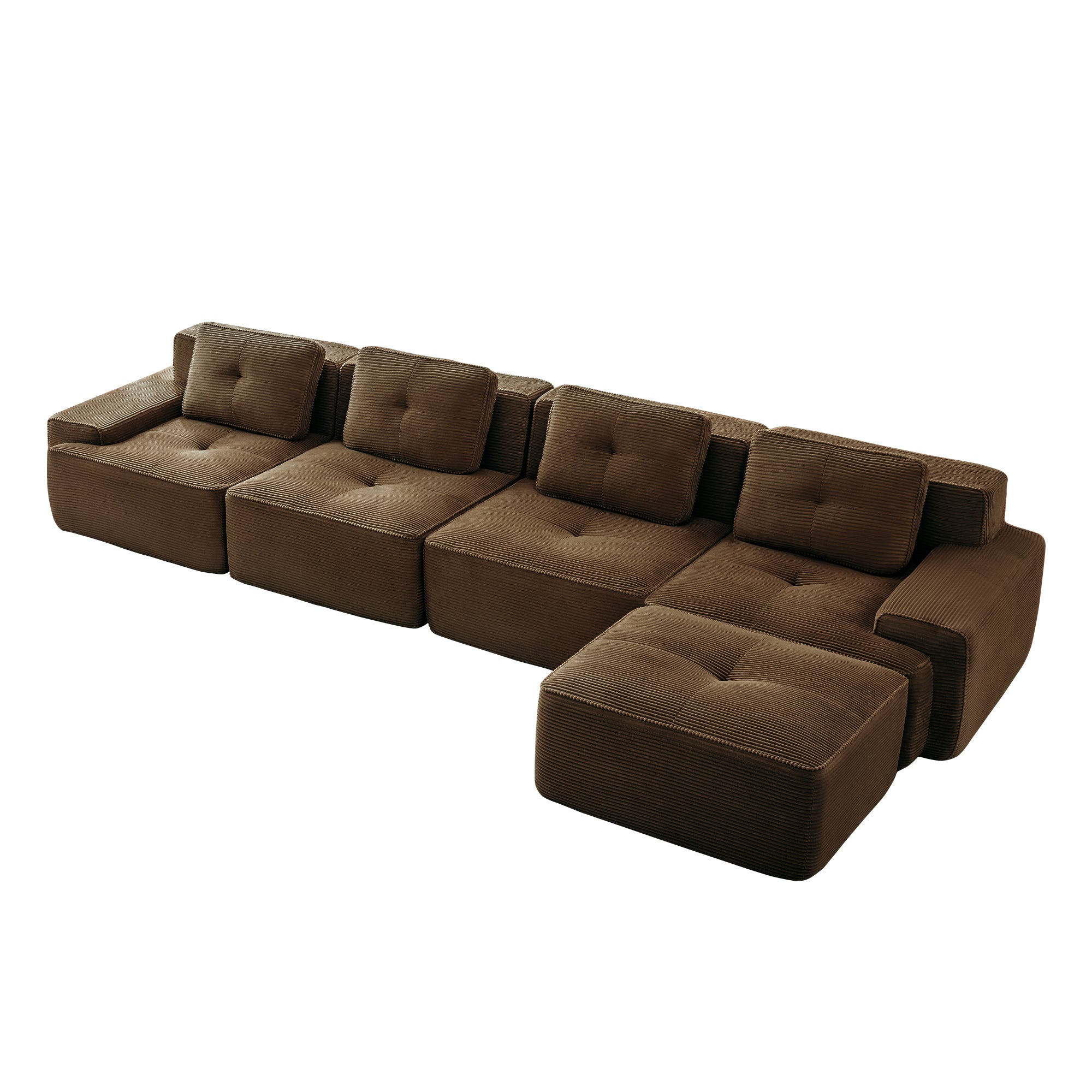 Racine brown modular sofa showing angled white background product view