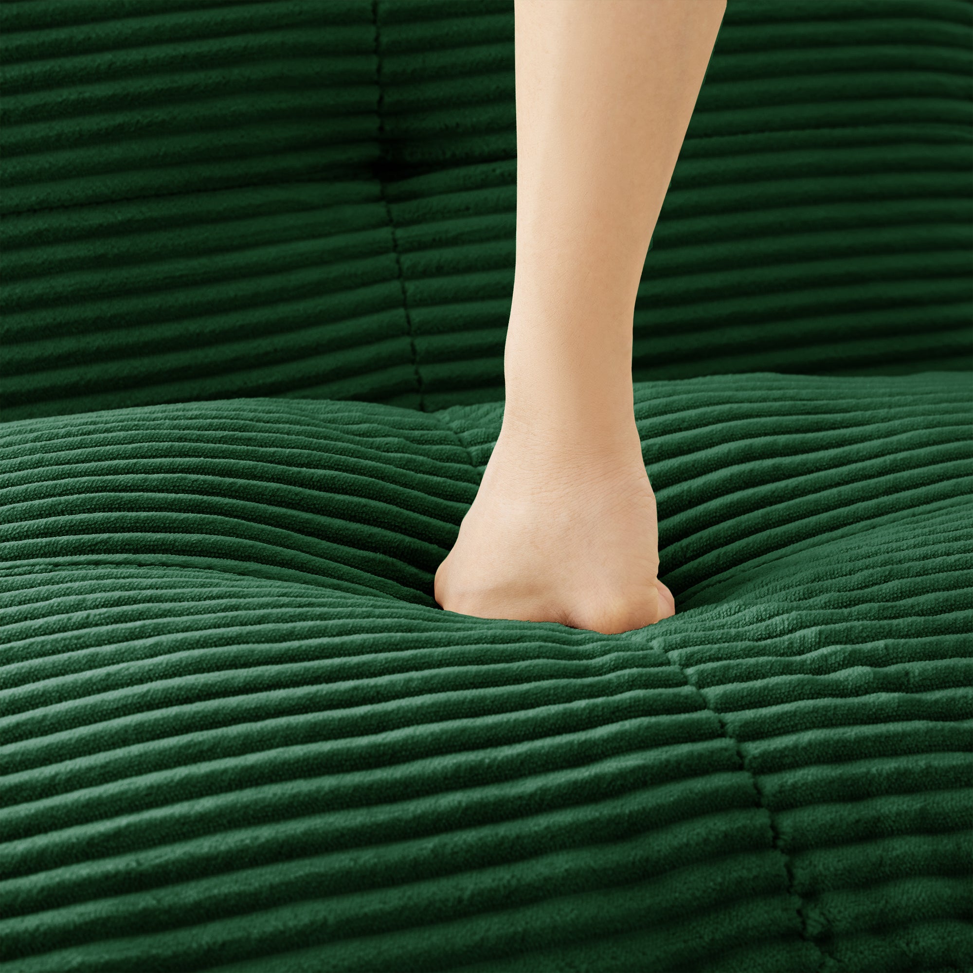 Racine 153" Modular Corduroy Fabric L-Shaped Sectional Sofa with Deep Seat and Movable Ottoman