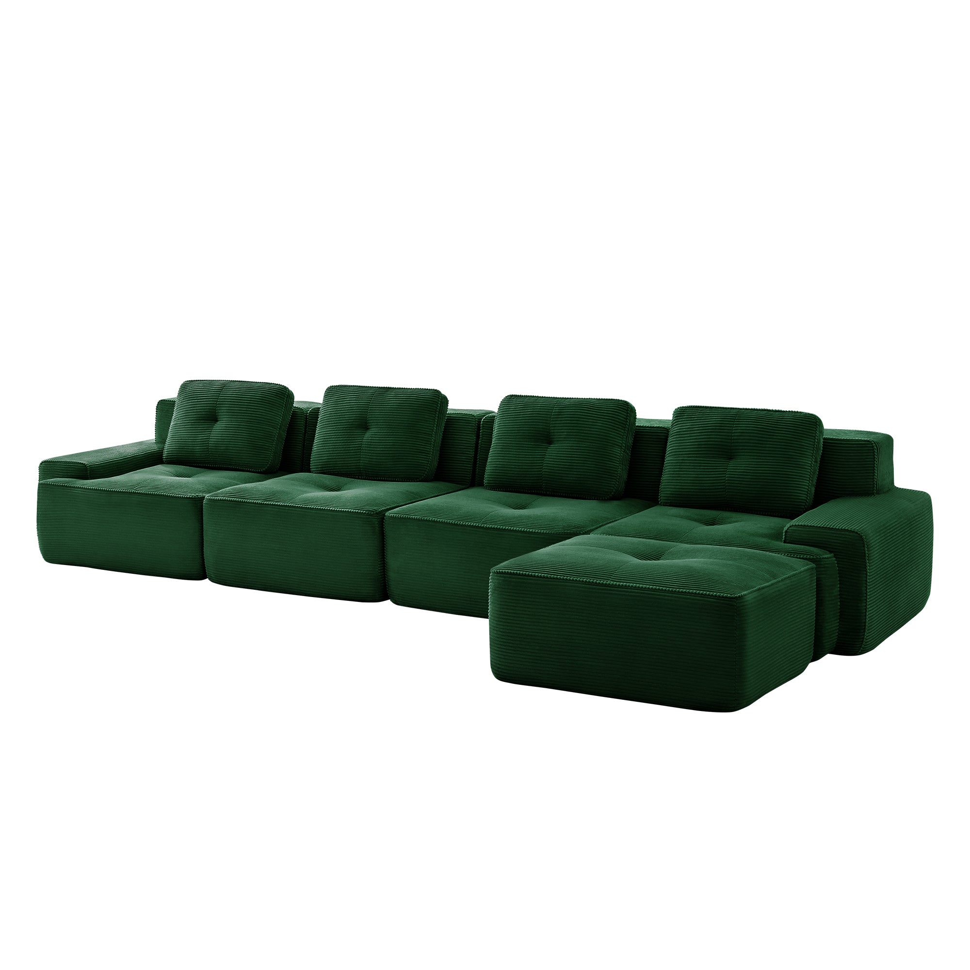 Racine green modular sofa showing angled white background product view