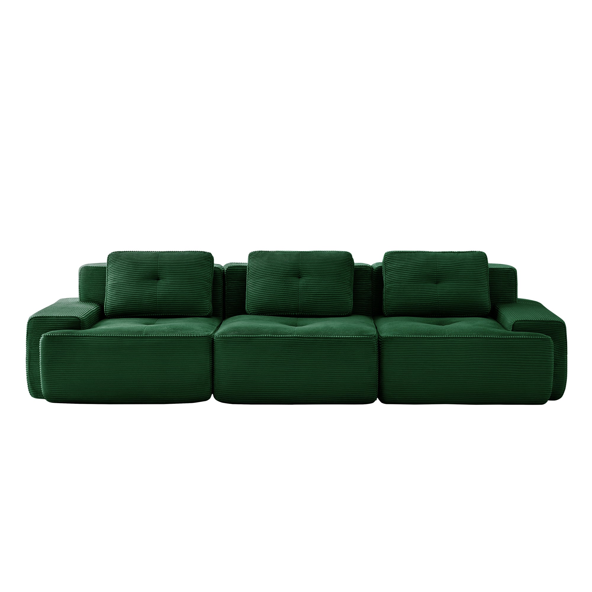 Racine green modular sofa showing front white background product view