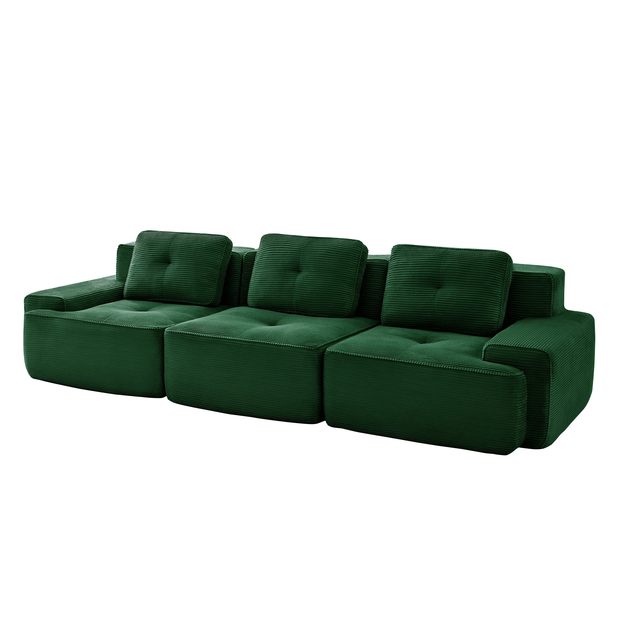 Racine green modular sofa showing alternate angled white background product view