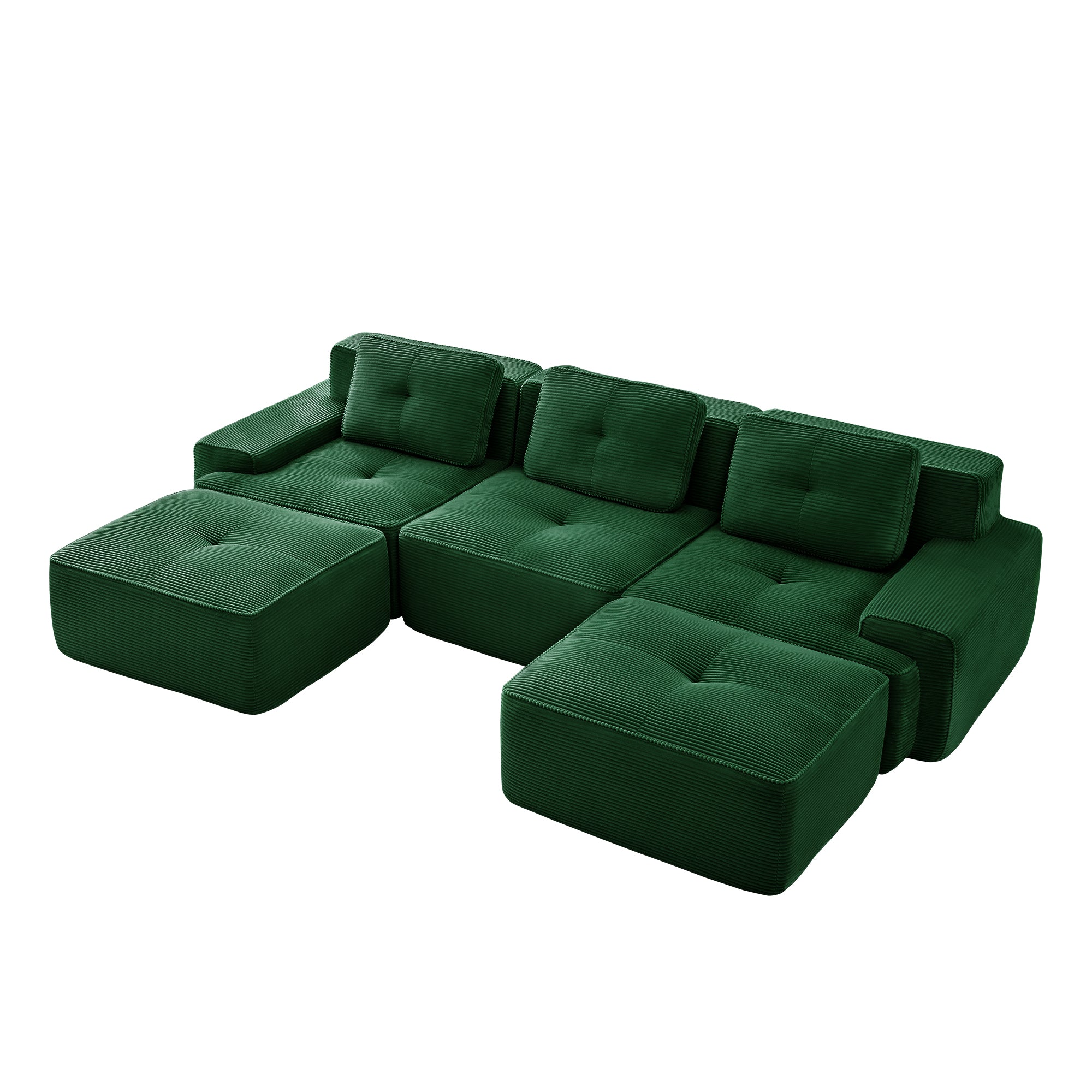 Racine green modular sofa showing angled white background product view