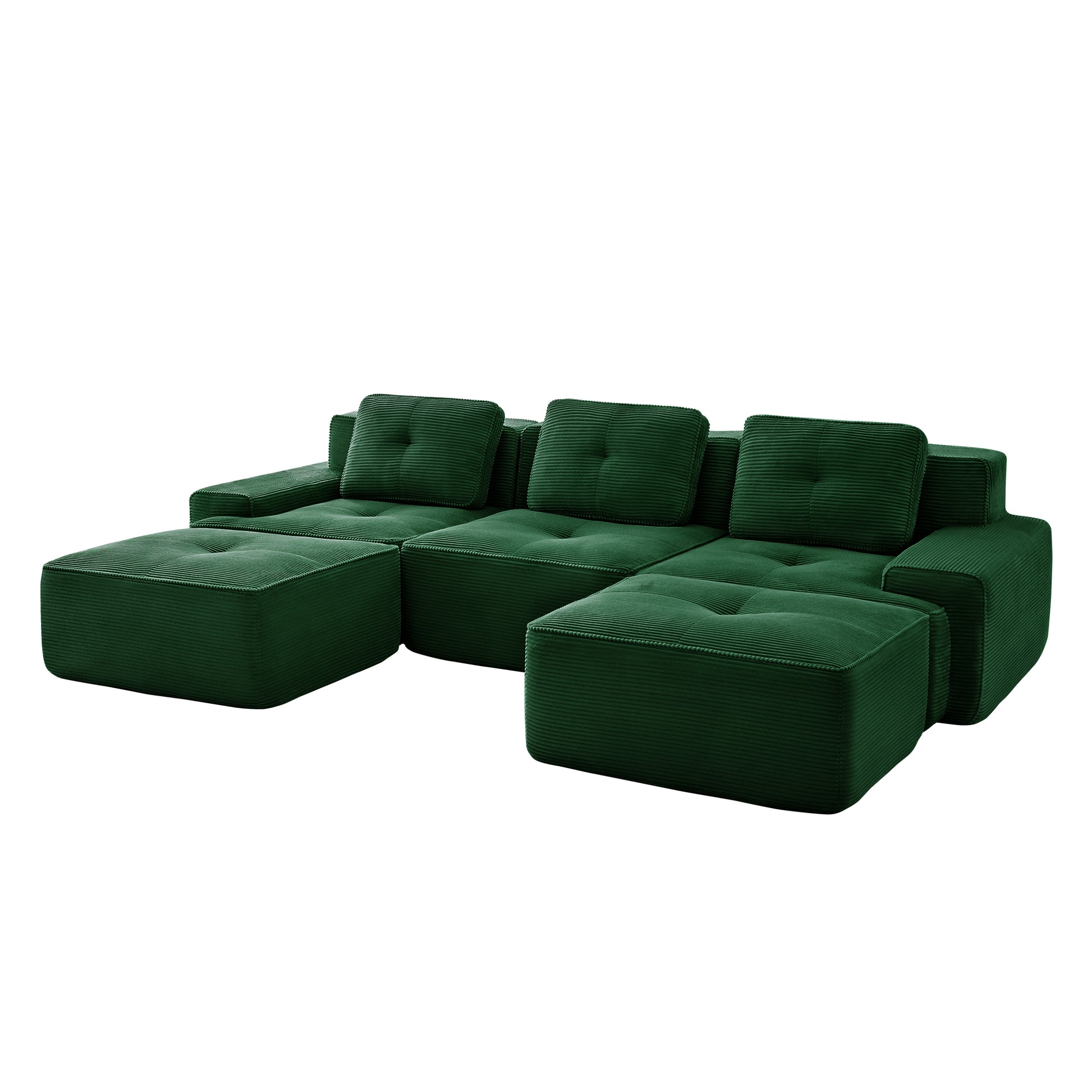 Racine green modular sofa showing alternate angled white background product view