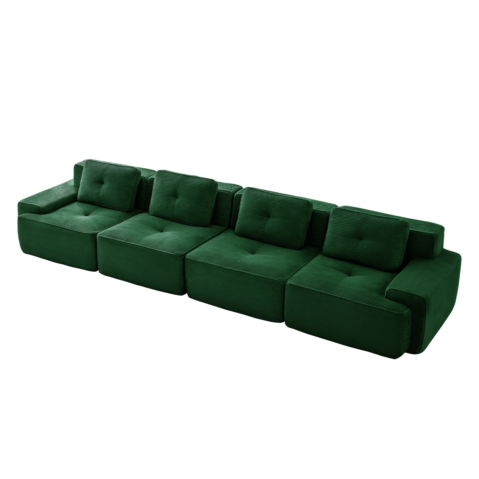 Racine green modular sofa showing angled white background product view