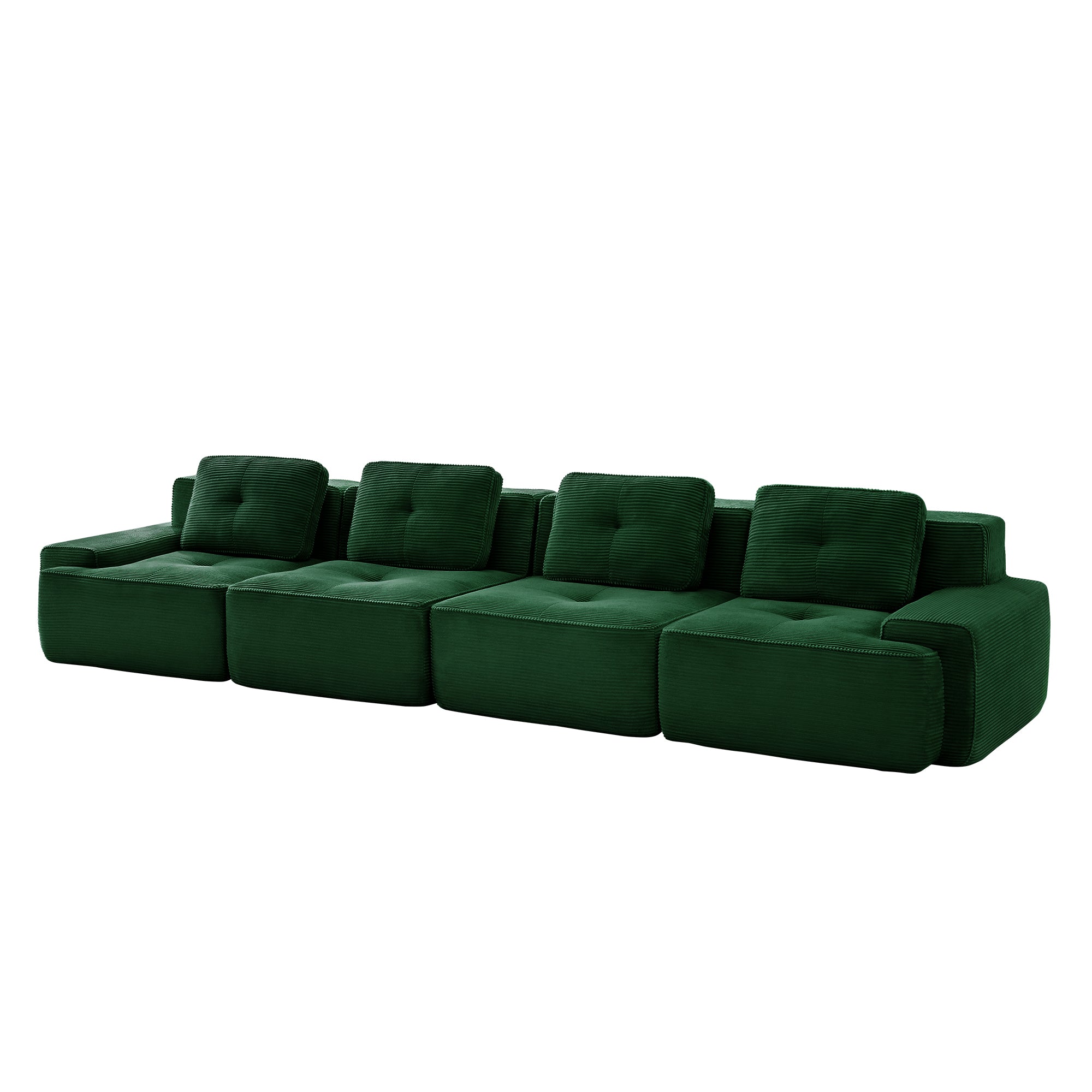 Racine green modular sofa showing angled white background product view