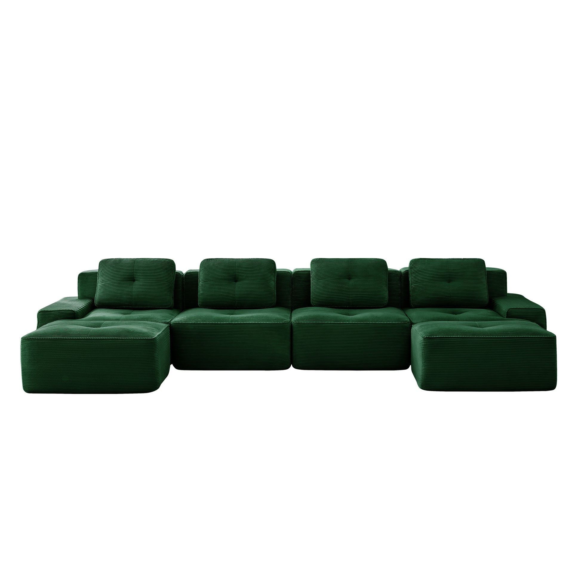 Racine green modular sofa showing front view isolated sofa image on white background