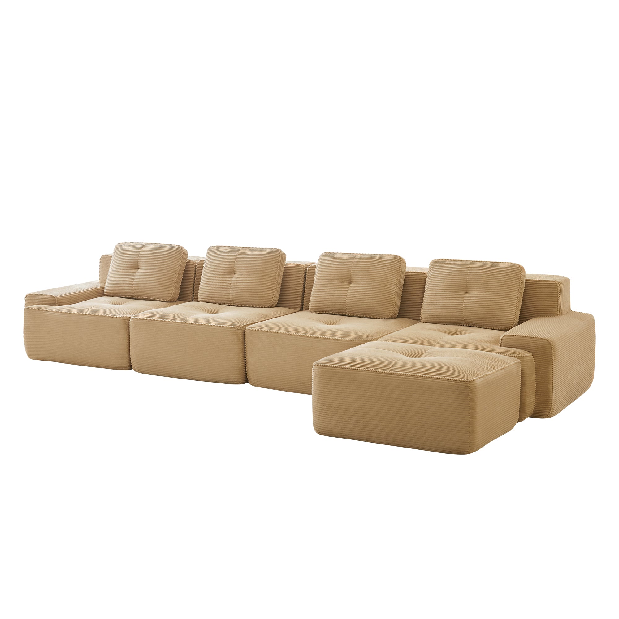 Racine light camel modular sofa showing alternate angled white background product view