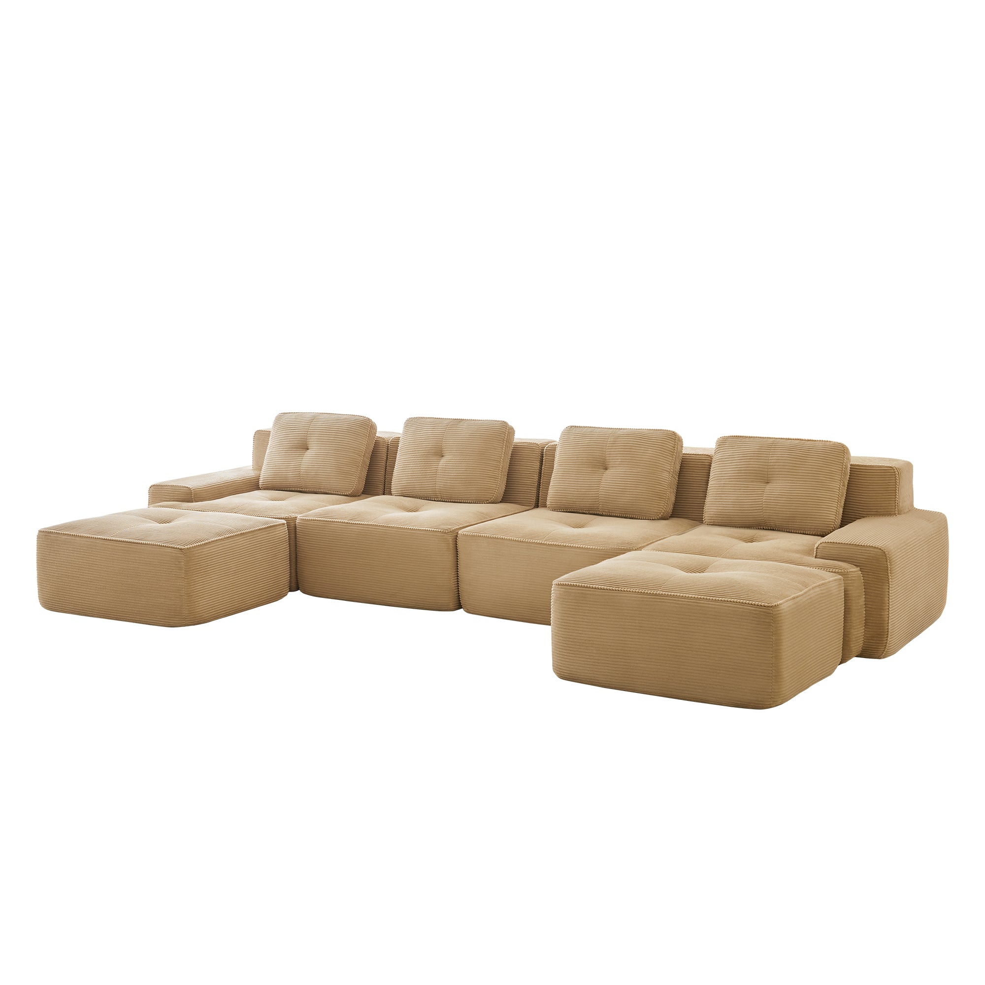 Racine light camel modular sofa showing angled white background product view