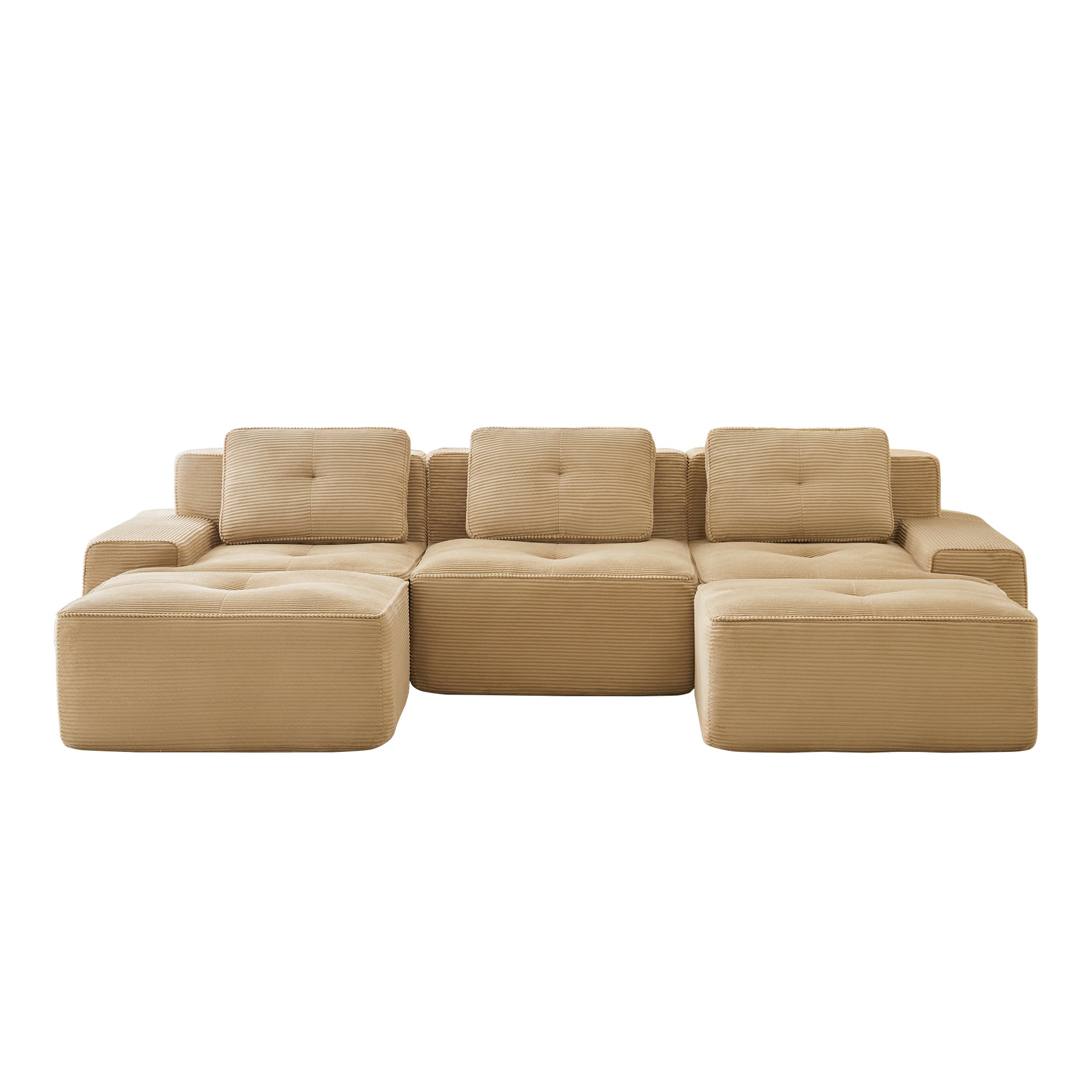 Racine light camel modular sofa showing front white background product view