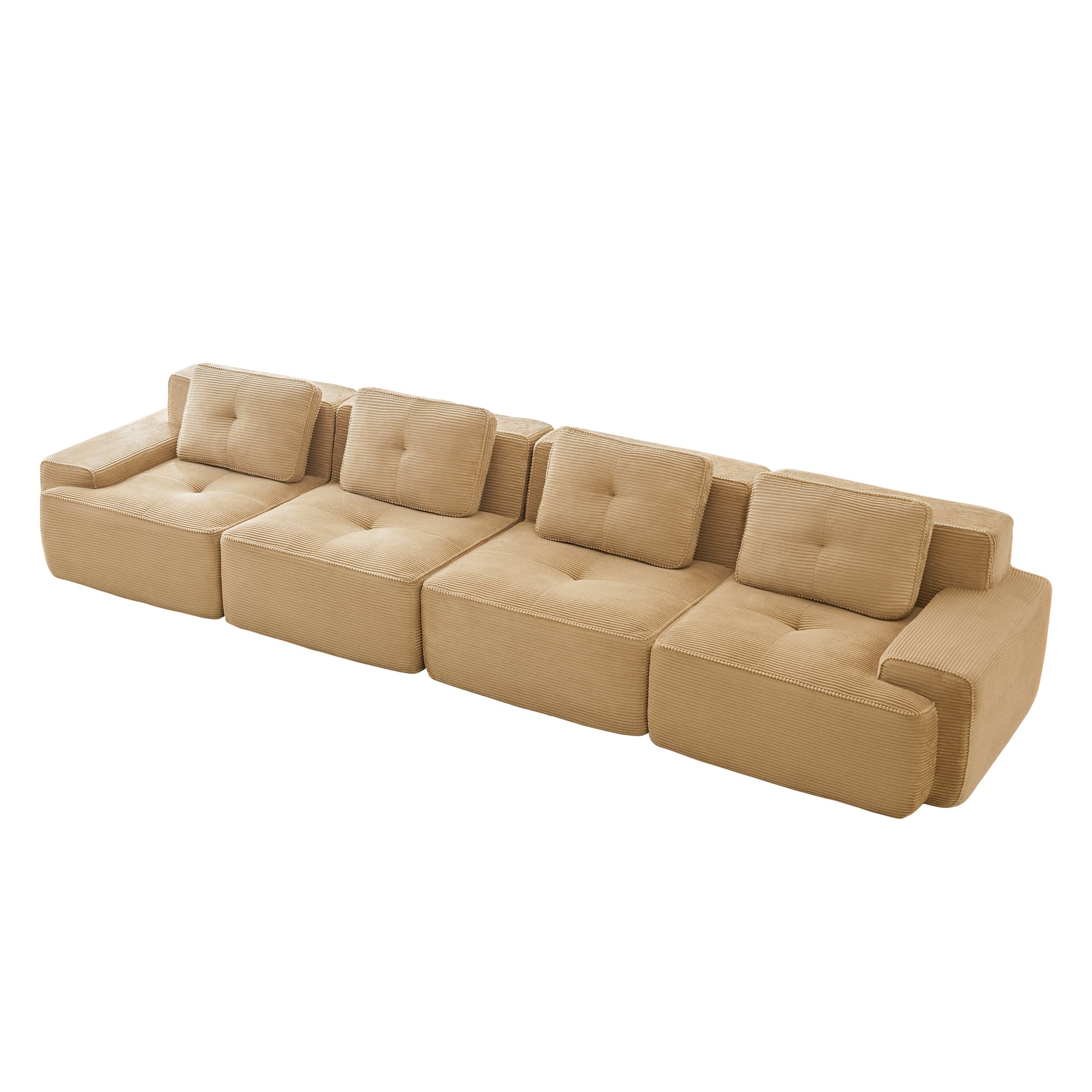 Racine light camel modular sofa showing elevated angled white background product view