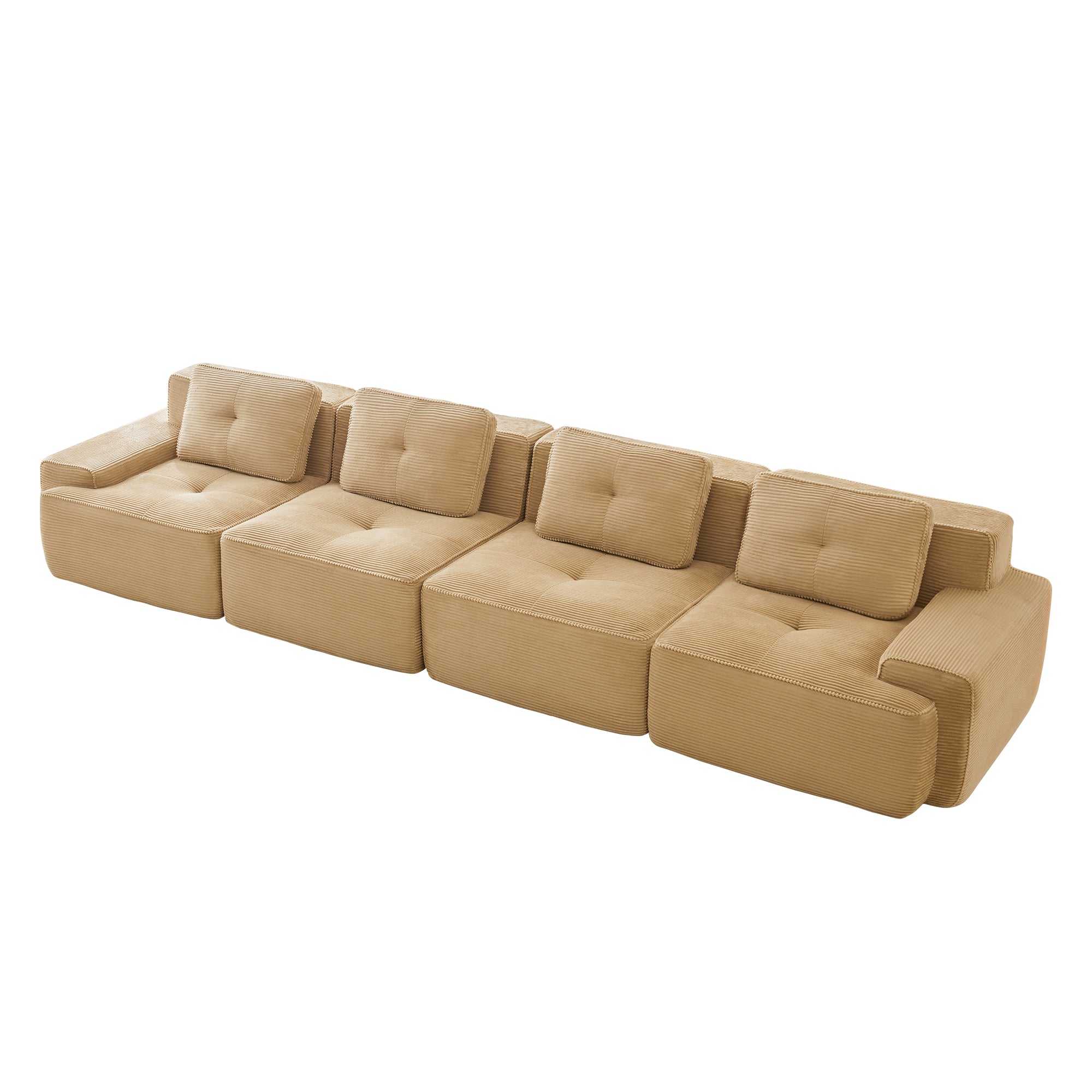 Racine light camel modular sofa showing elevated angled white background product view