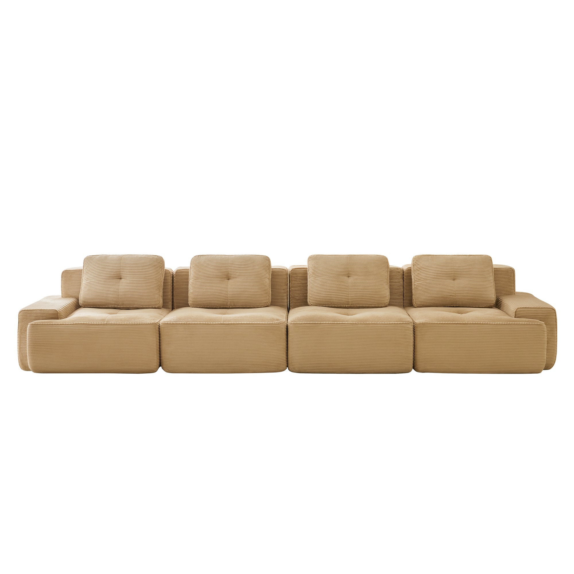 Racine light camel modular sofa showing front white background product view