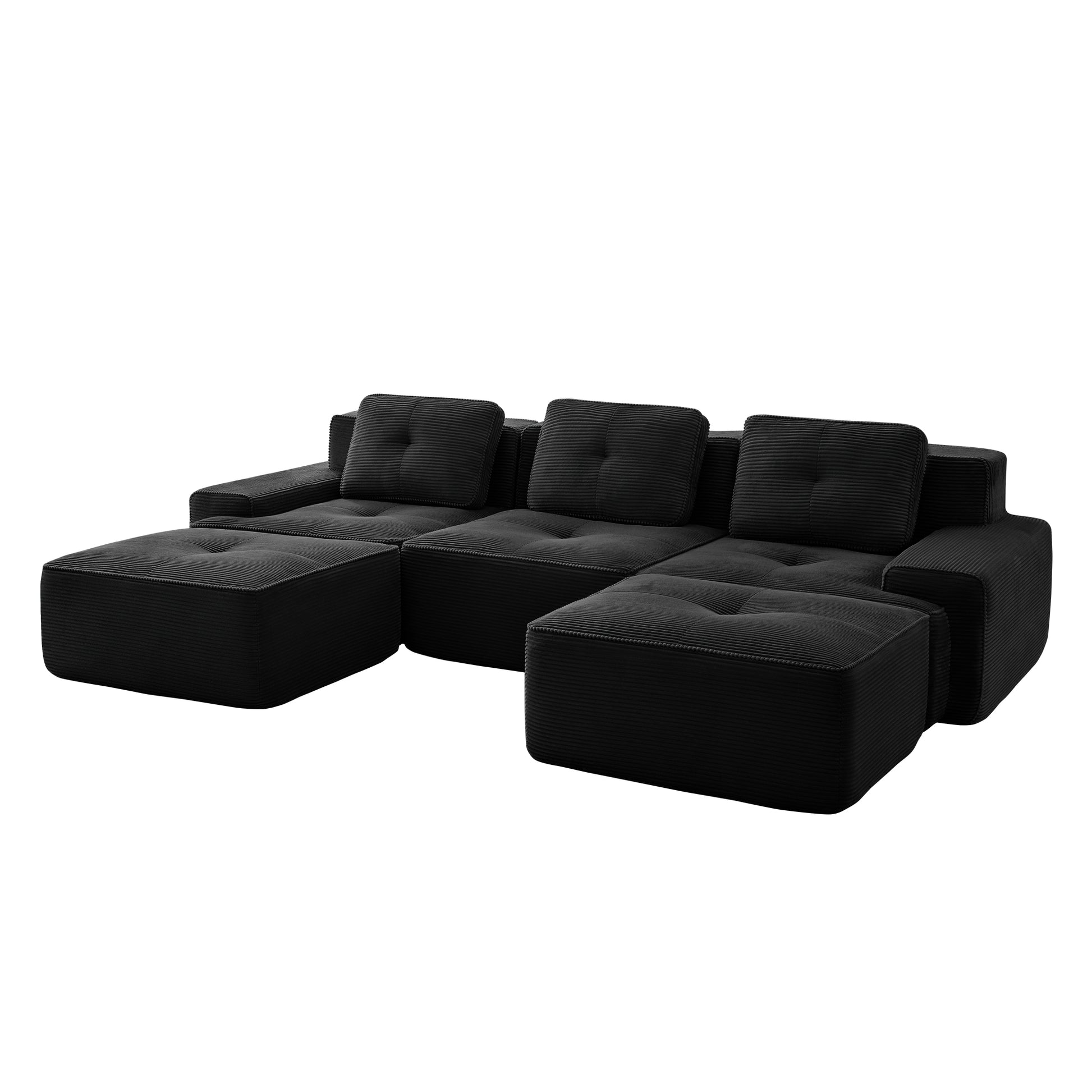 Racine black modular sofa showing angled white background product view