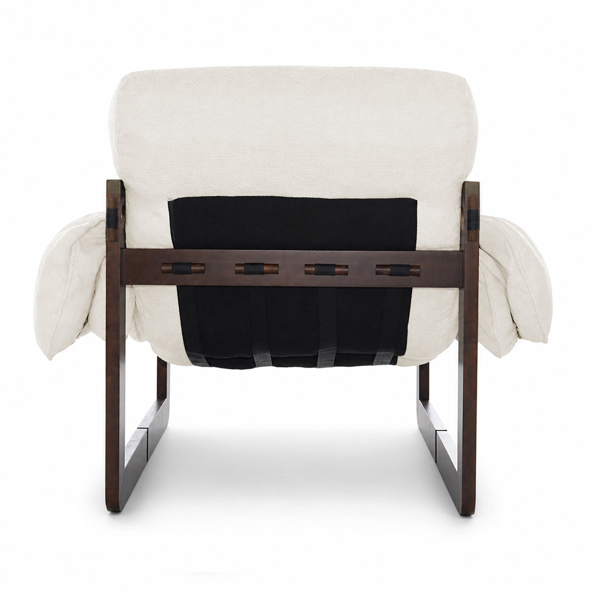 Ravena Chenille Modern Rustic Rubberwood Lounge Chair with Removable Armrests