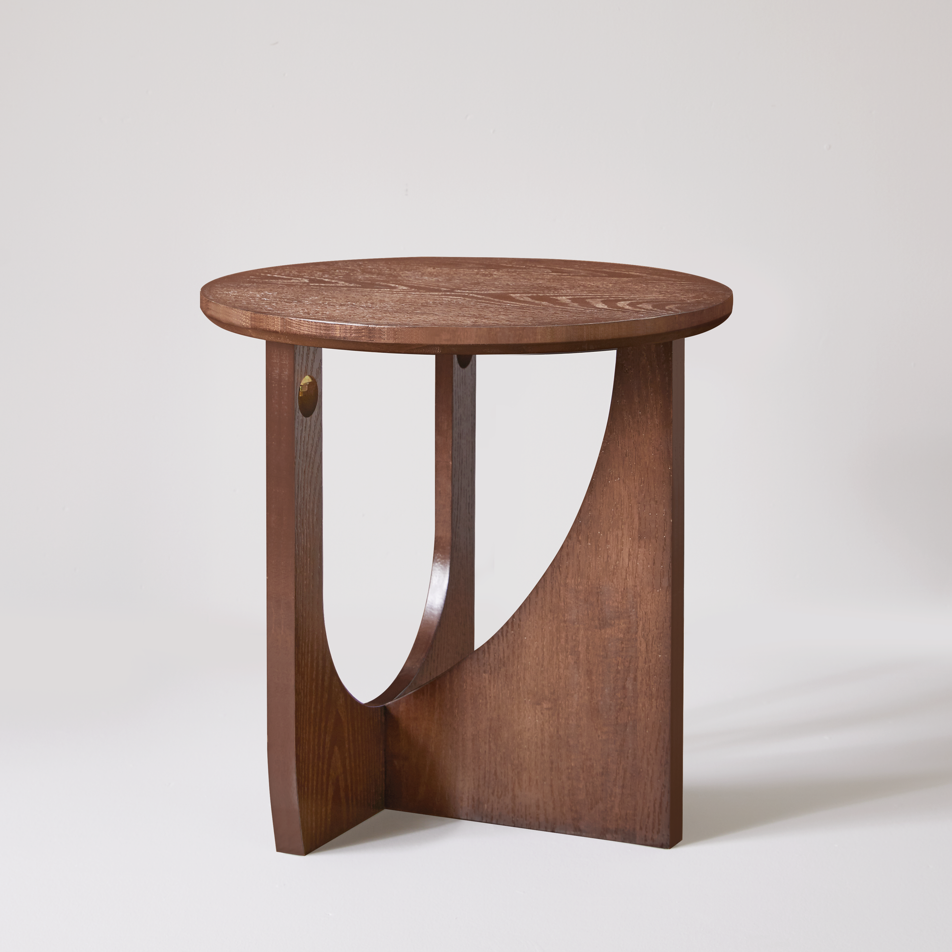 Ravon walnut end table showing angled front view isolated on white background