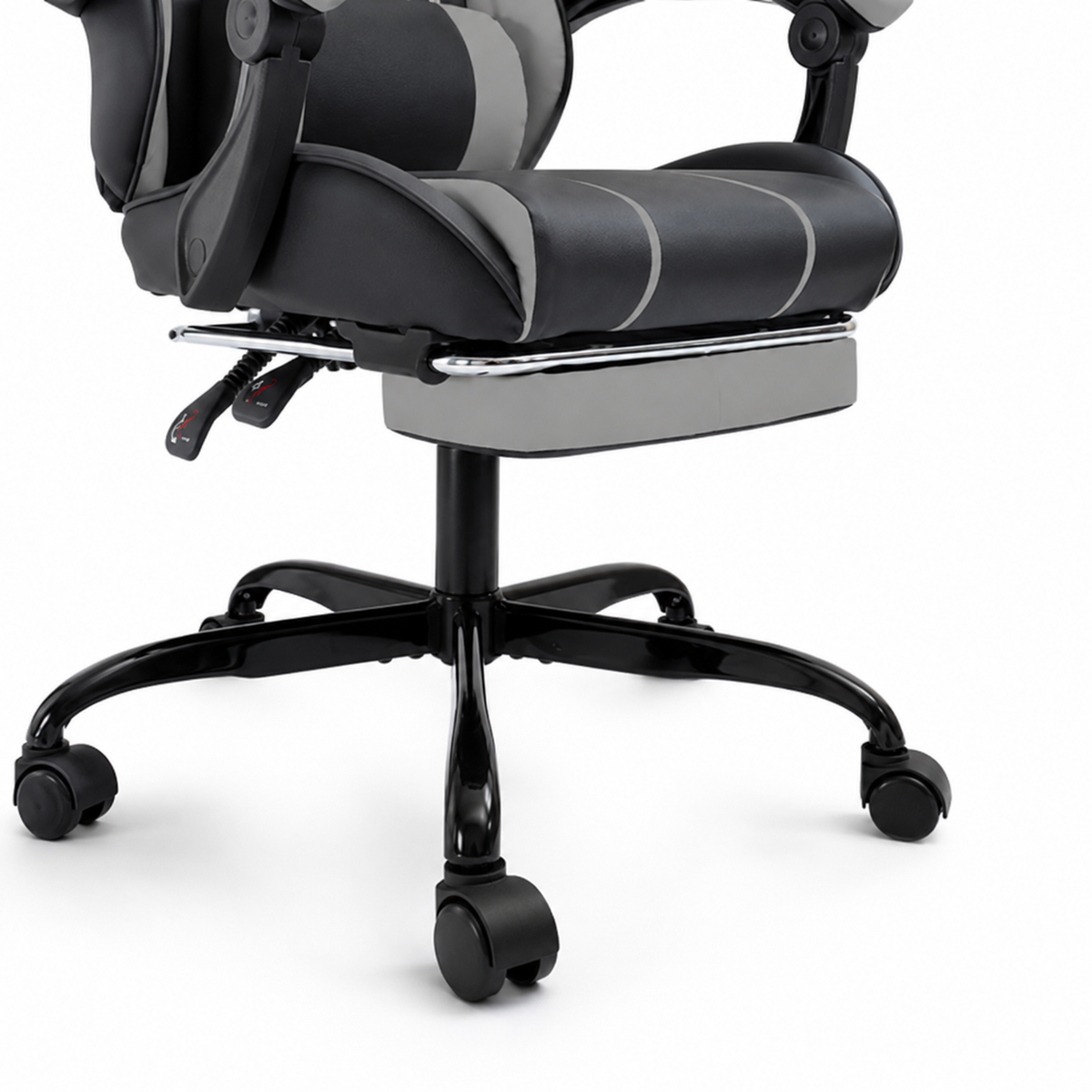 Rigel black gaming chair showing seat base detail