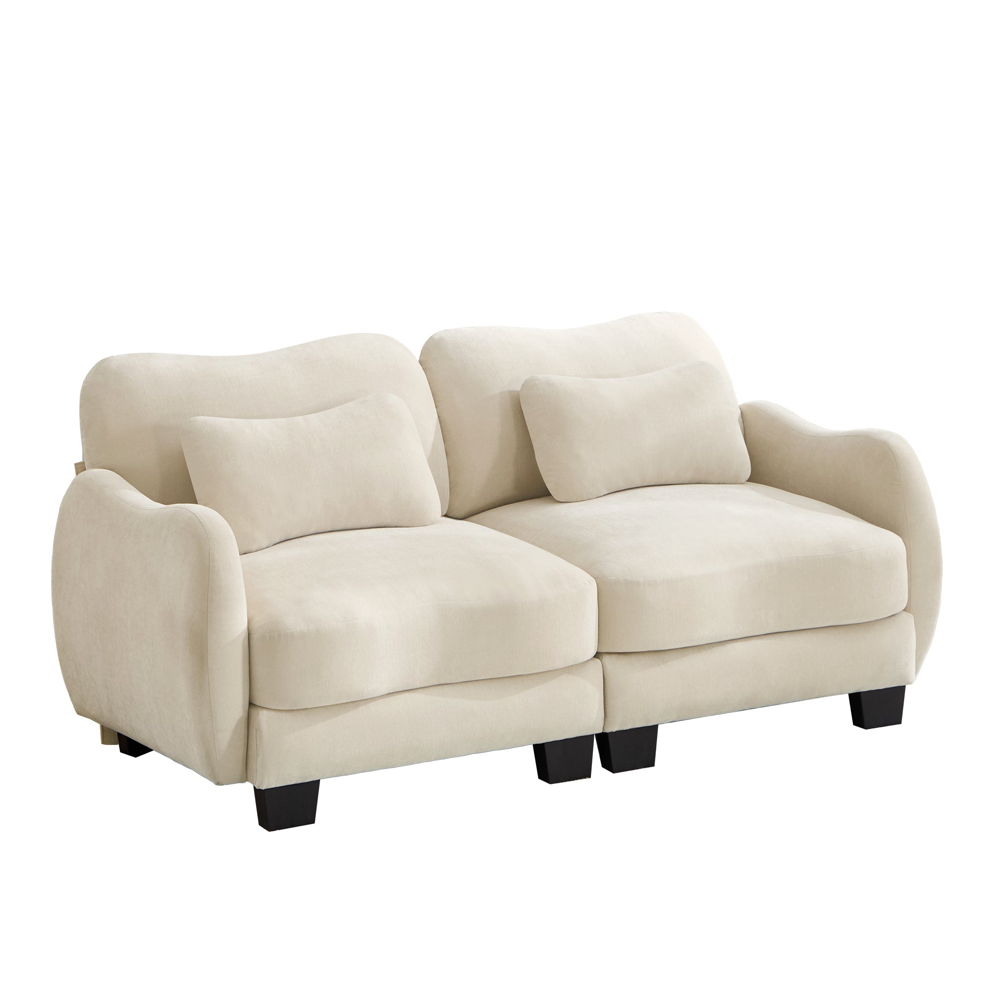 Rosedale beige loveseat sofa showing angled front view isolated on white background