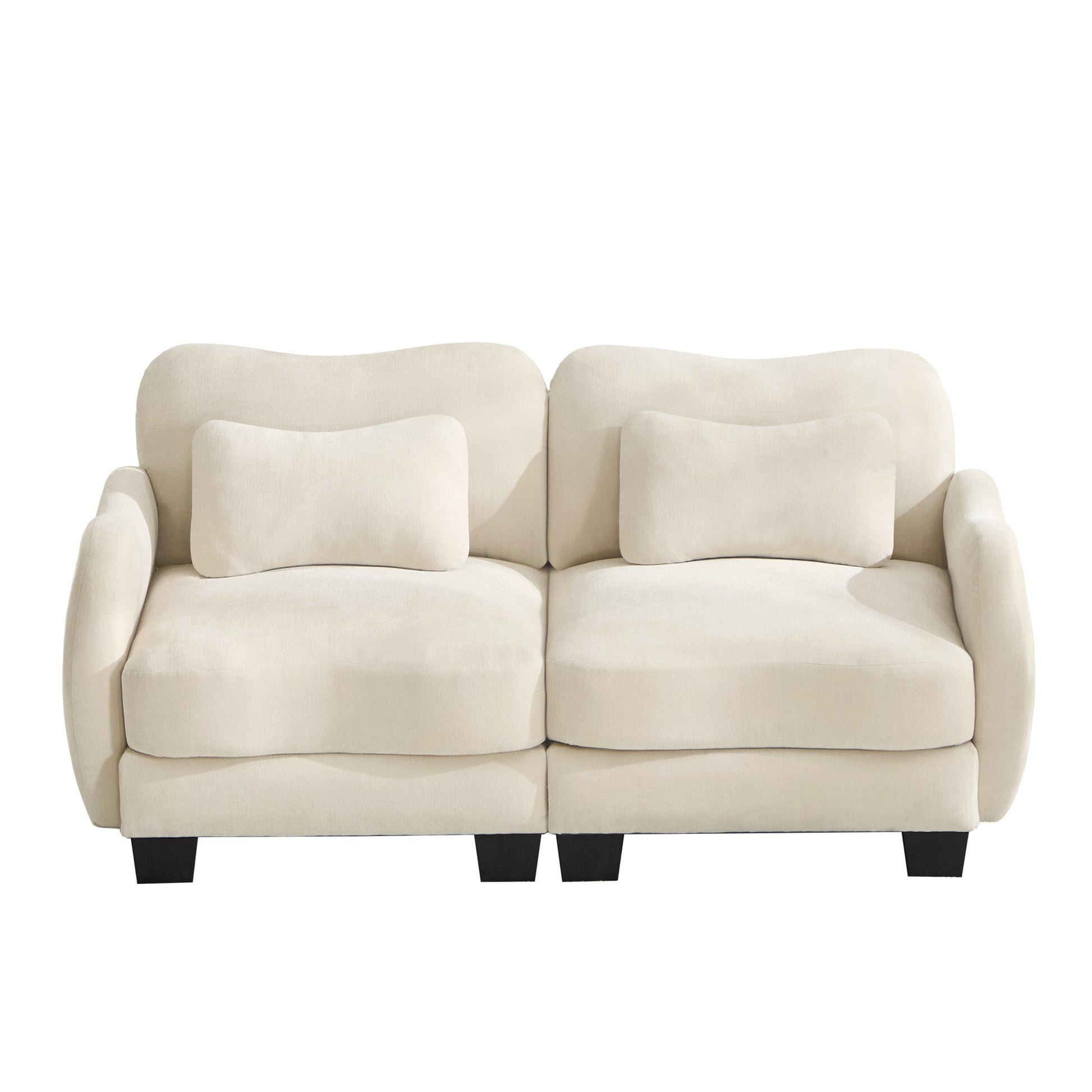 Rosedale beige loveseat sofa showing front view isolated on white background