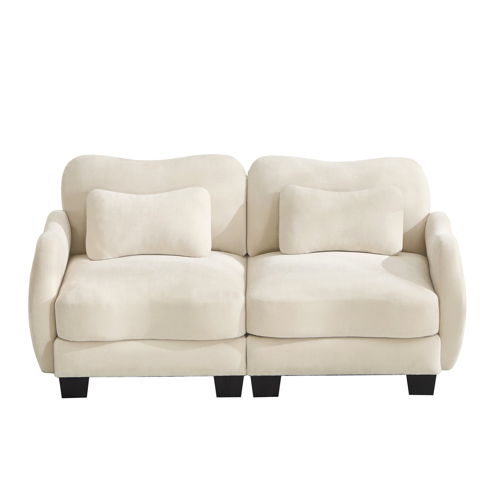 Rosedale beige loveseat sofa showing front view isolated on white background