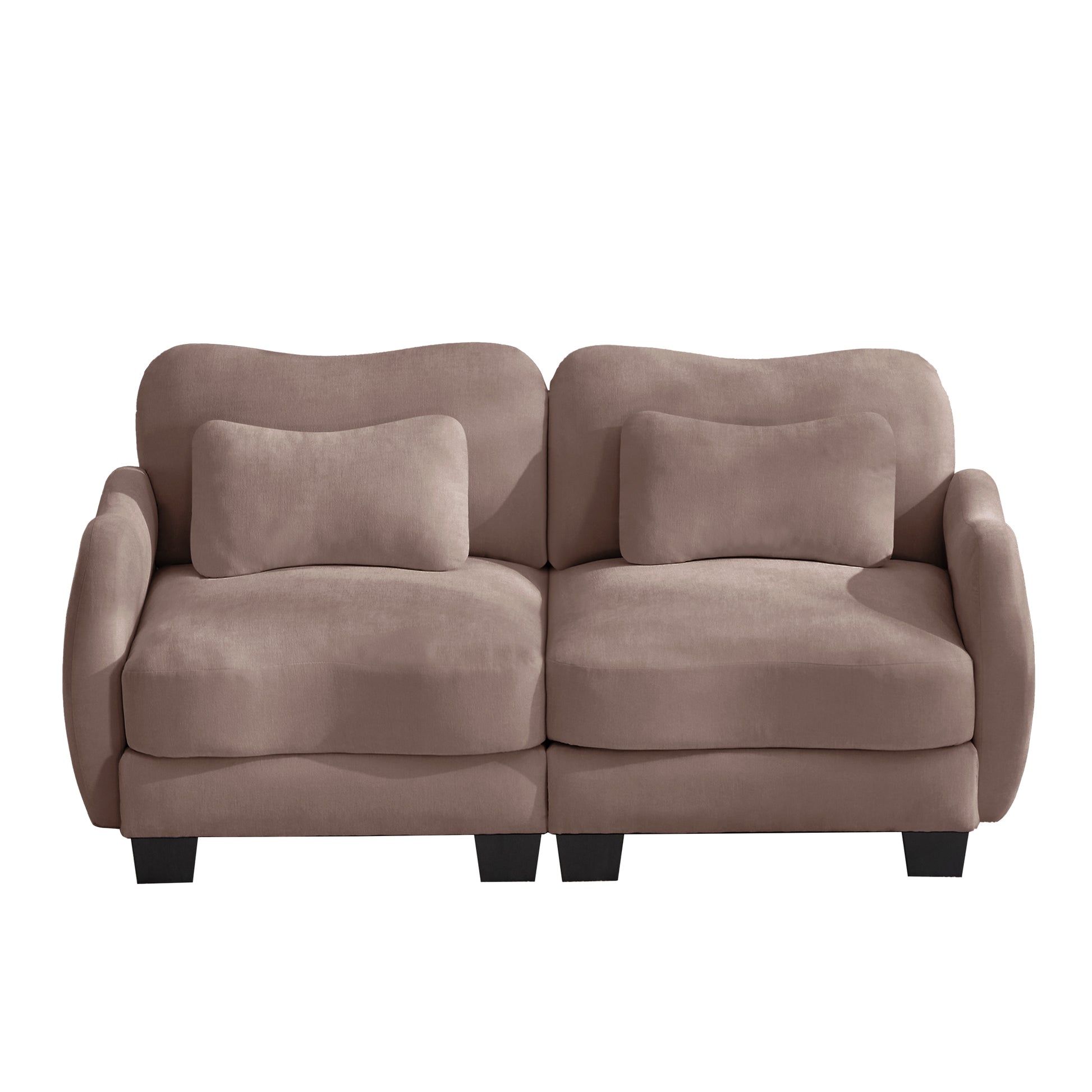 Rosedale brown gray loveseat sofa showing angled front view isolated on white background