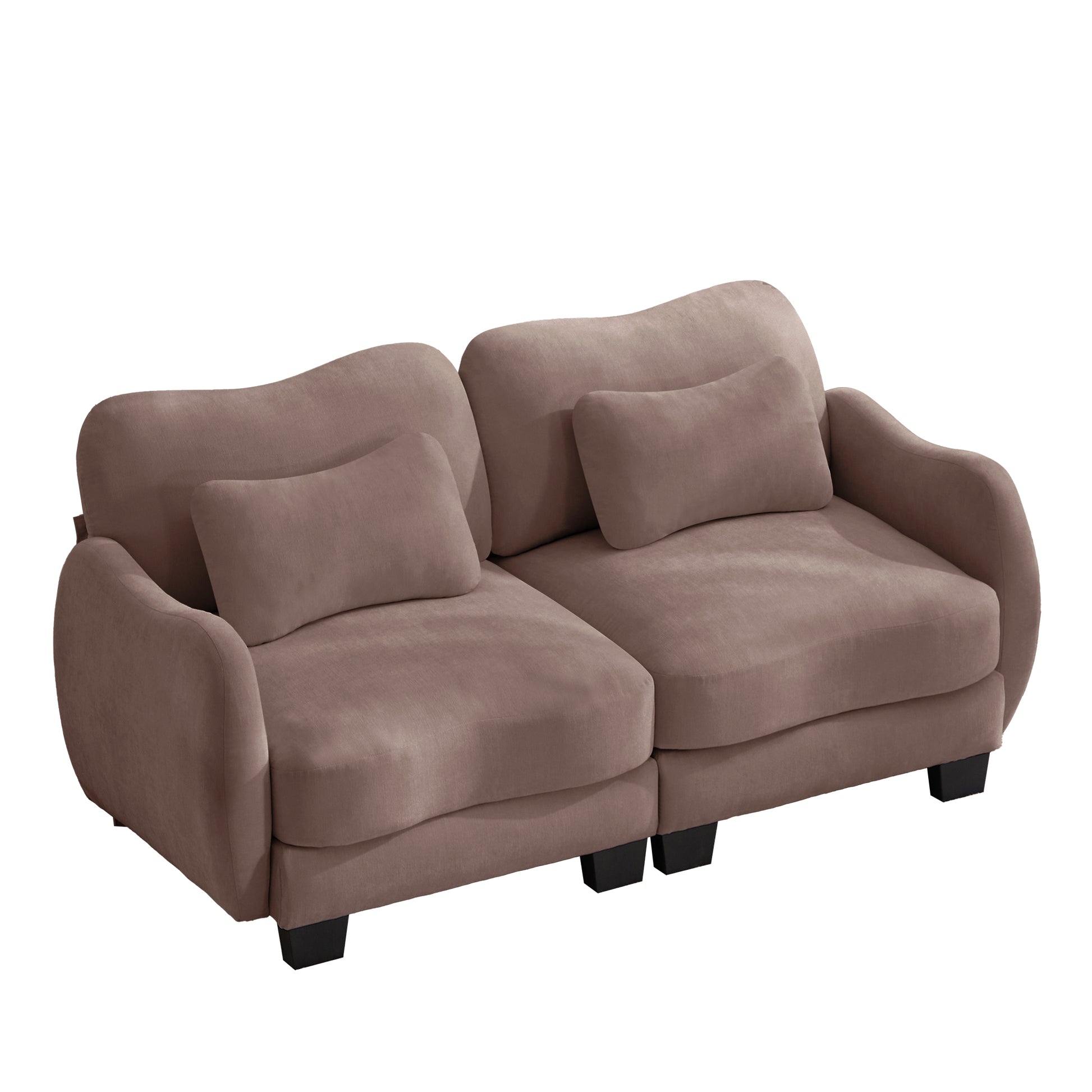 Rosedale brown gray loveseat sofa showing three quarter view isolated on white background
