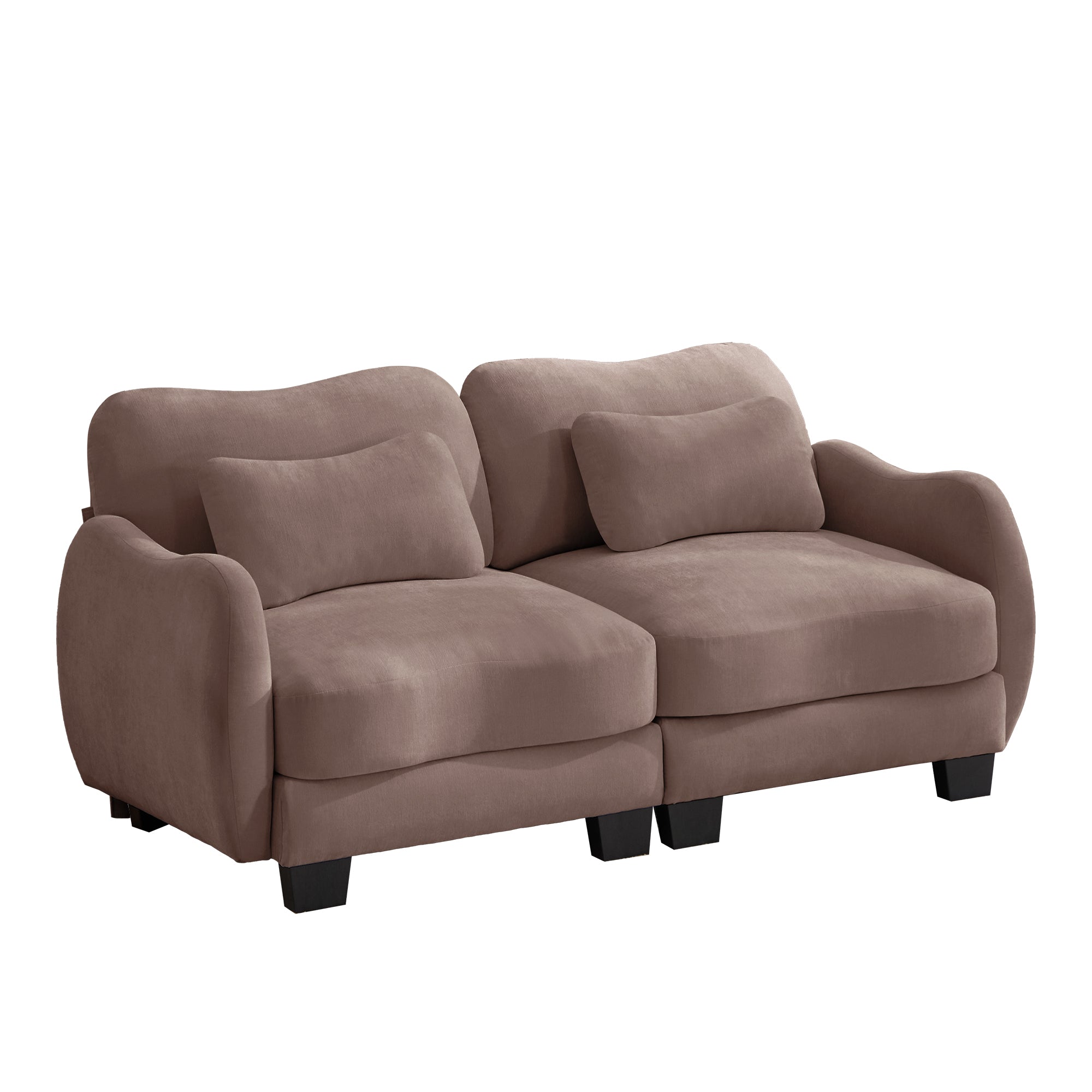 Rosedale brown gray loveseat sofa showing front view isolated on white background