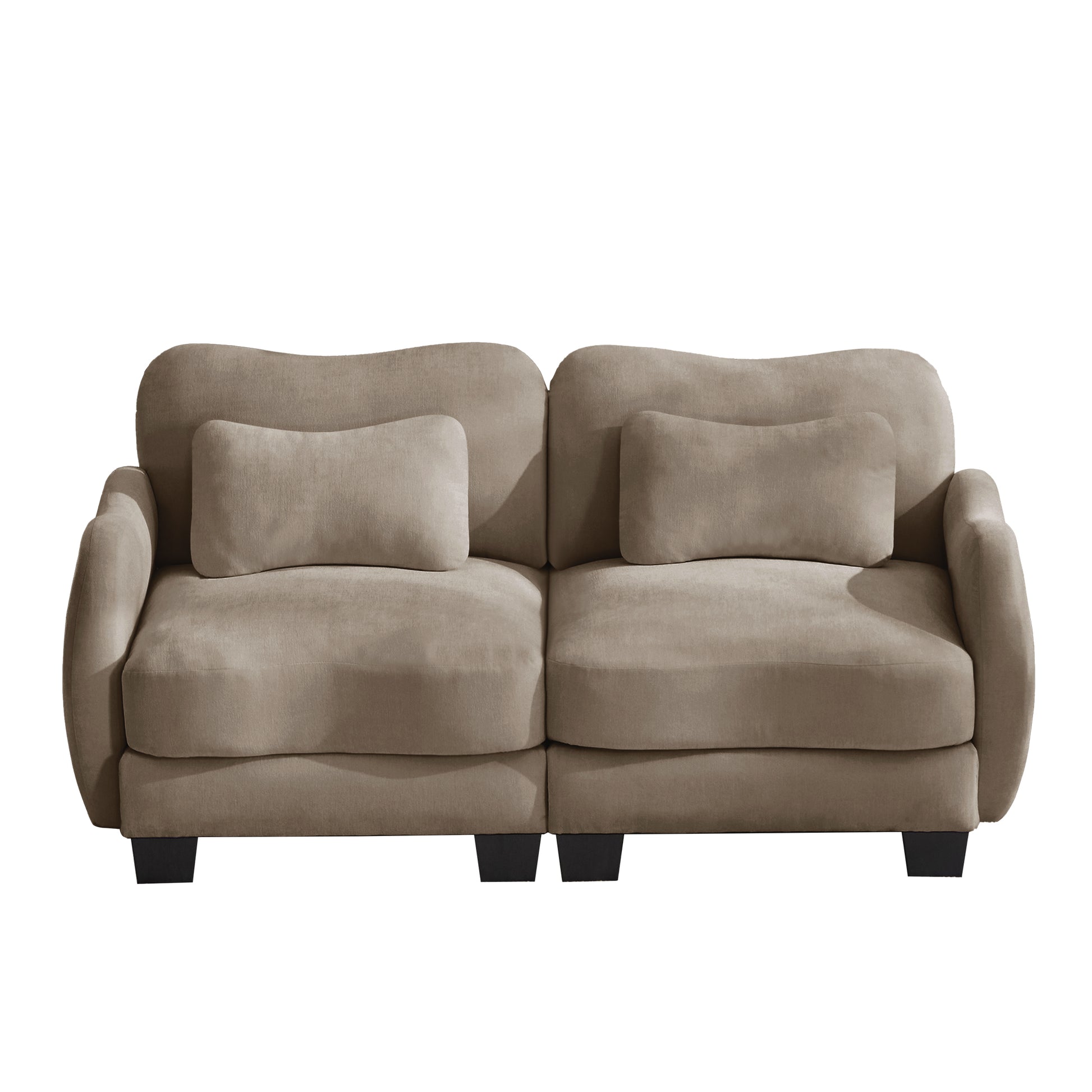 Rosedale brown loveseat sofa showing angled front view isolated on white background