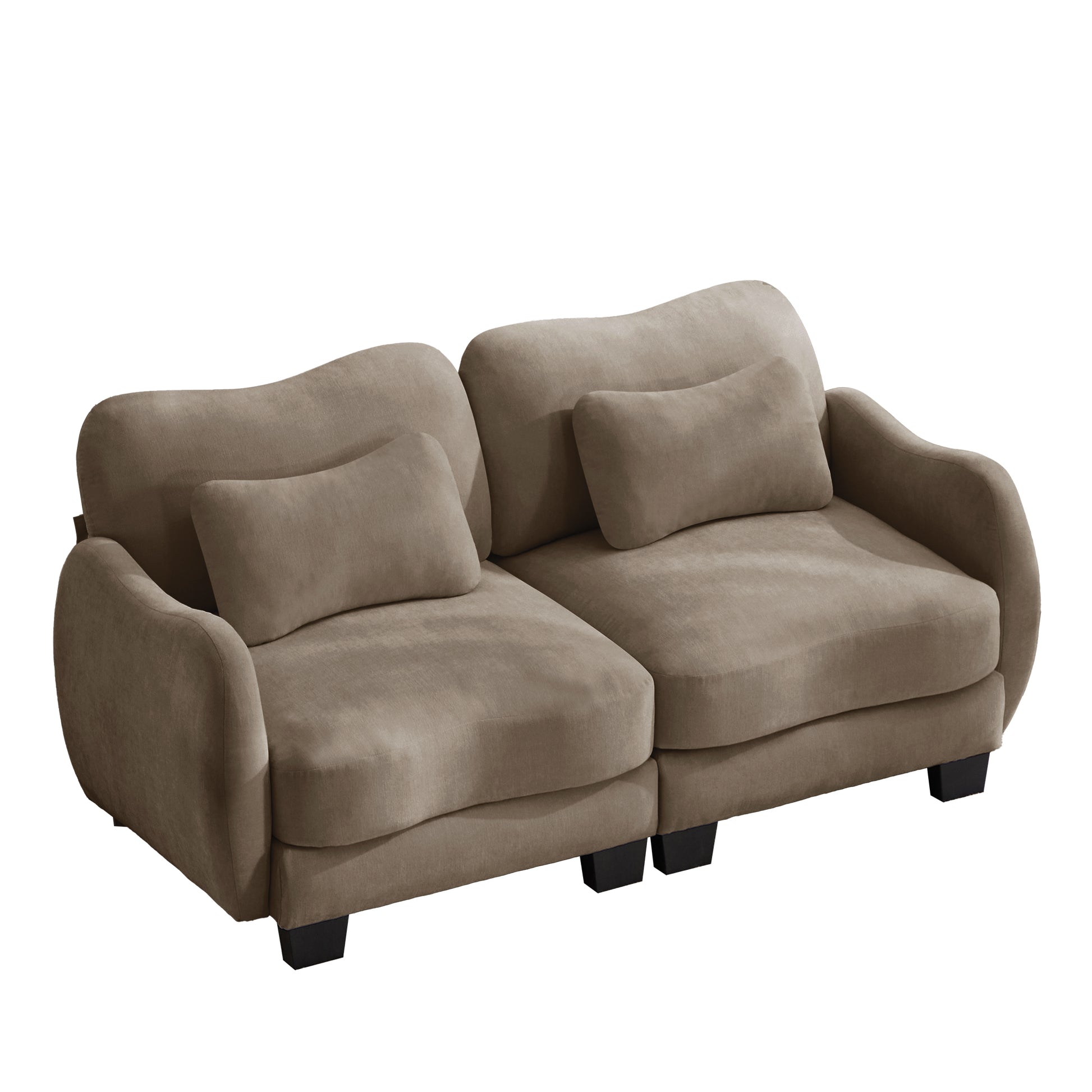Rosedale brown loveseat sofa showing three quarter view isolated on white background