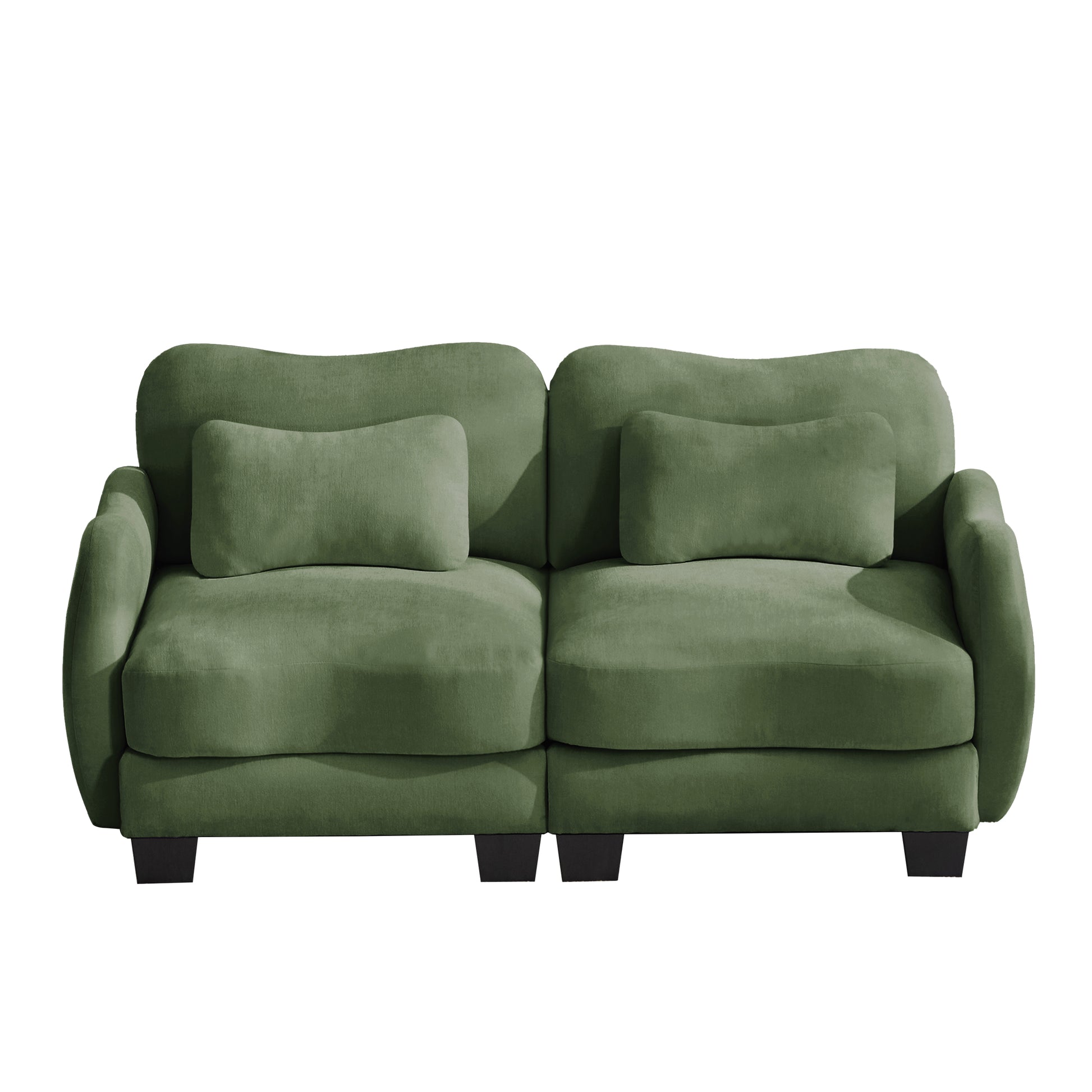 Rosedale green loveseat sofa showing front view isolated on white background