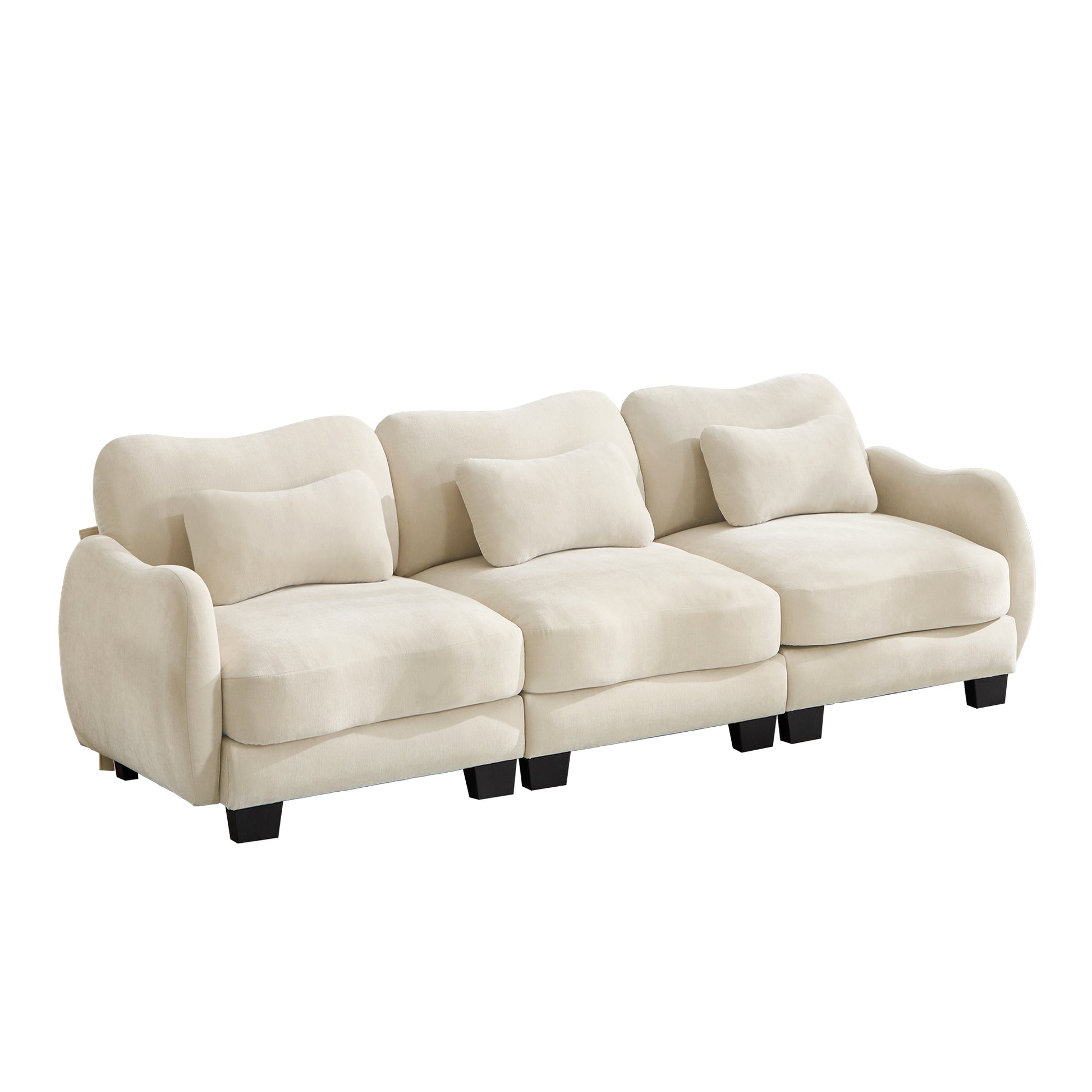 Rosedale beige modular sofa showing angled front view isolated on white background