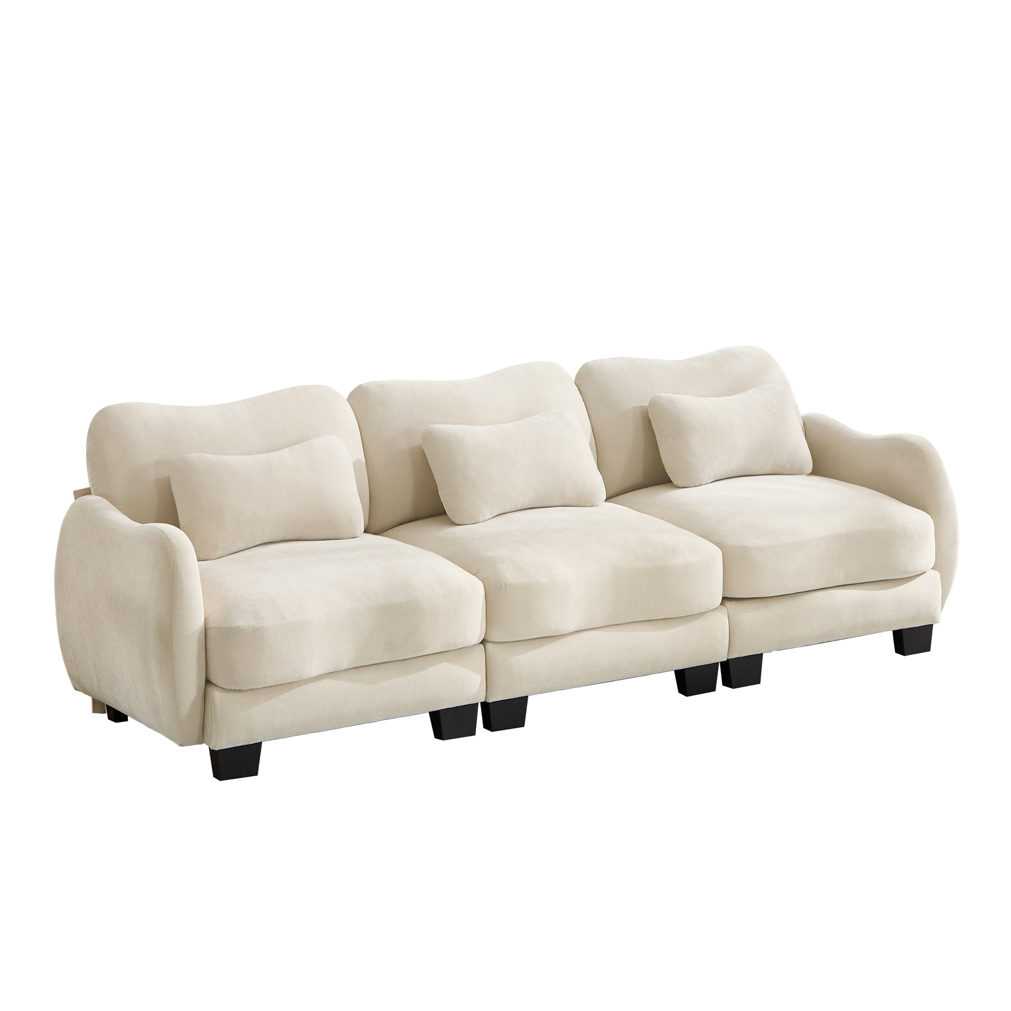 Rosedale beige modular sofa showing angled front view isolated on white background