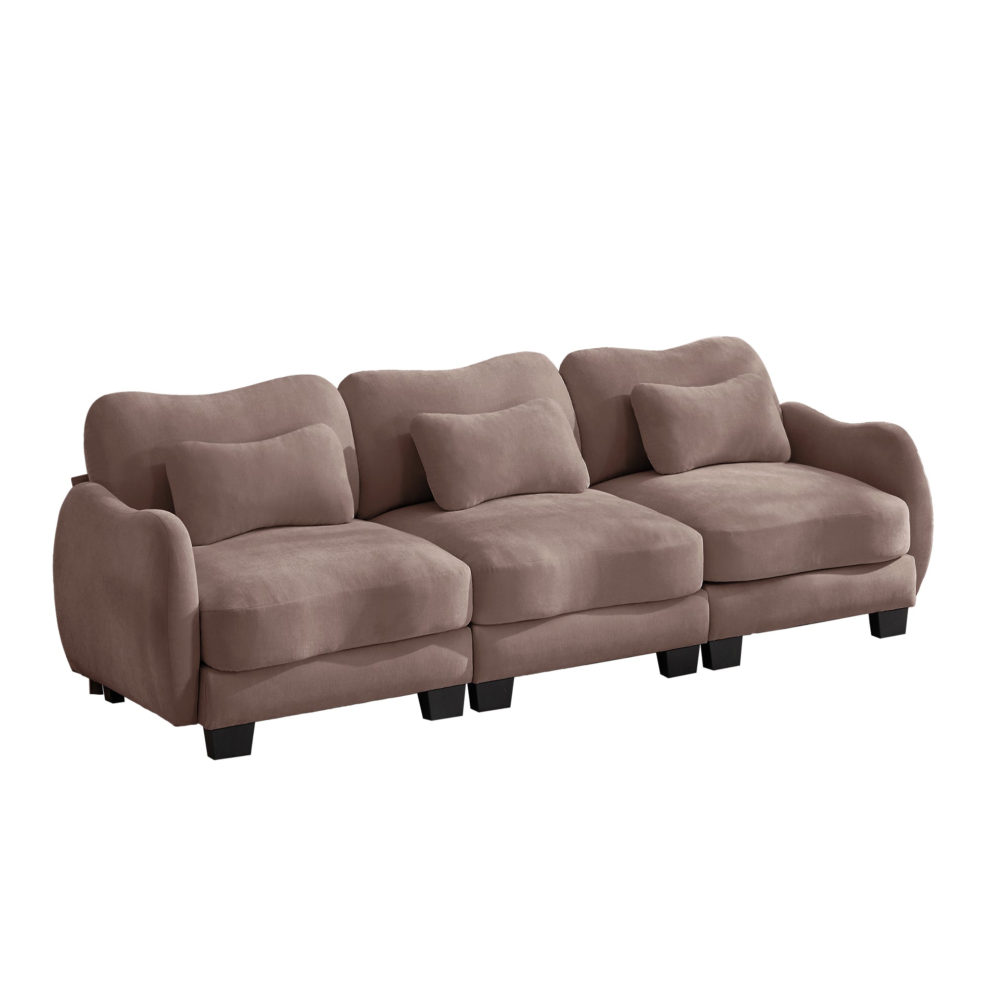 Rosedale brown gray modular sofa showing three quarter view isolated on white background