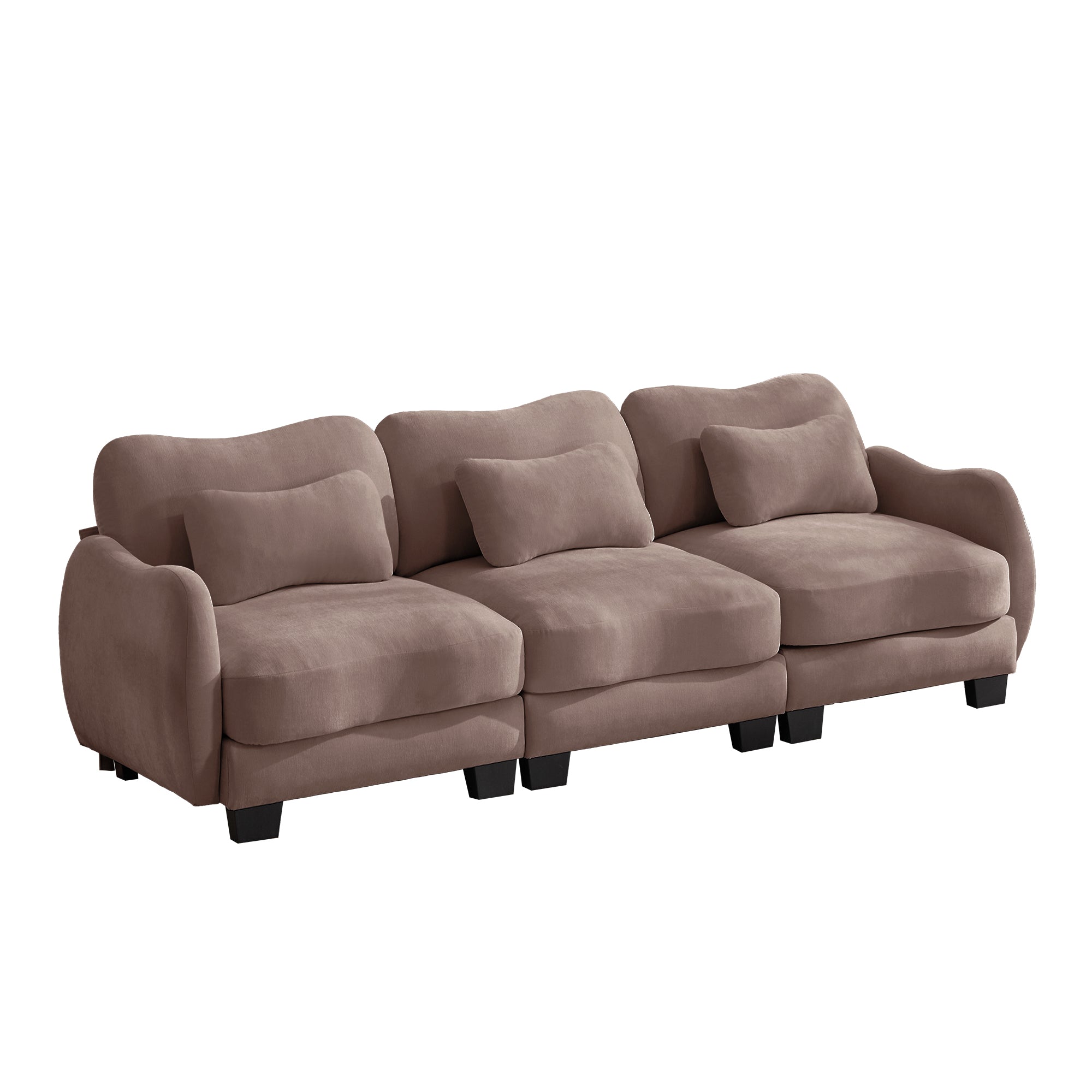 Rosedale brown gray modular sofa showing three quarter view isolated on white background