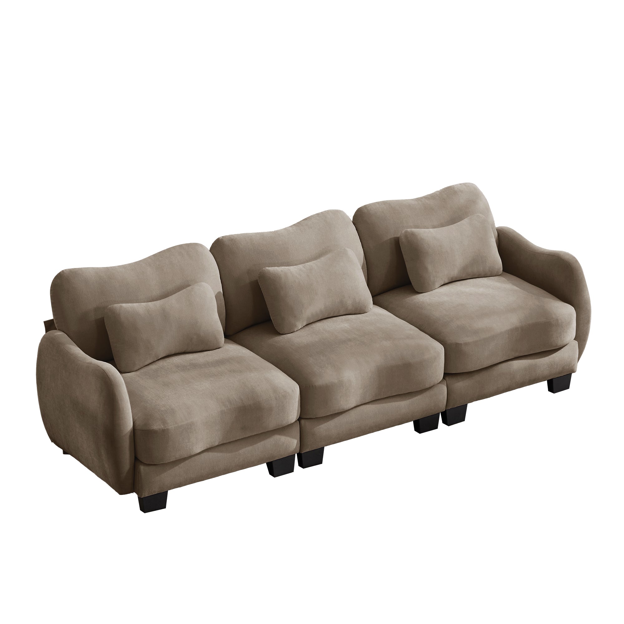 Rosedale brown modular sofa showing three quarter view isolated on white background