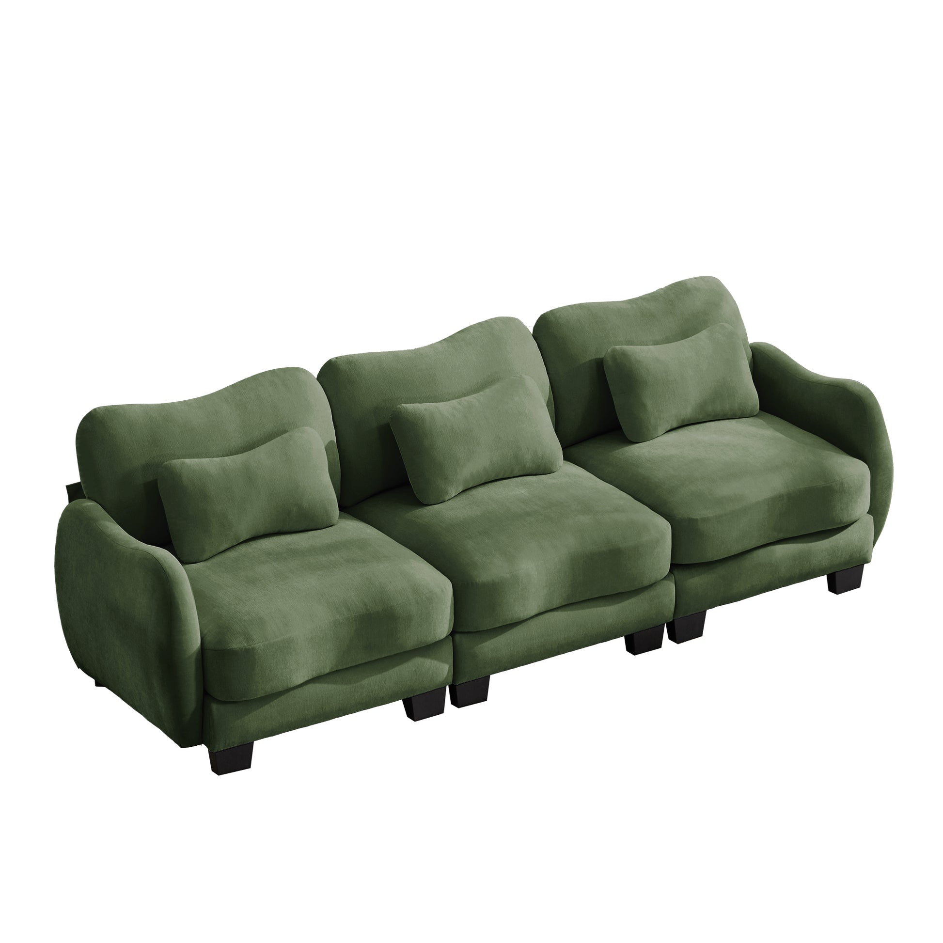 Rosedale green modular sofa showing angled front view isolated on white background