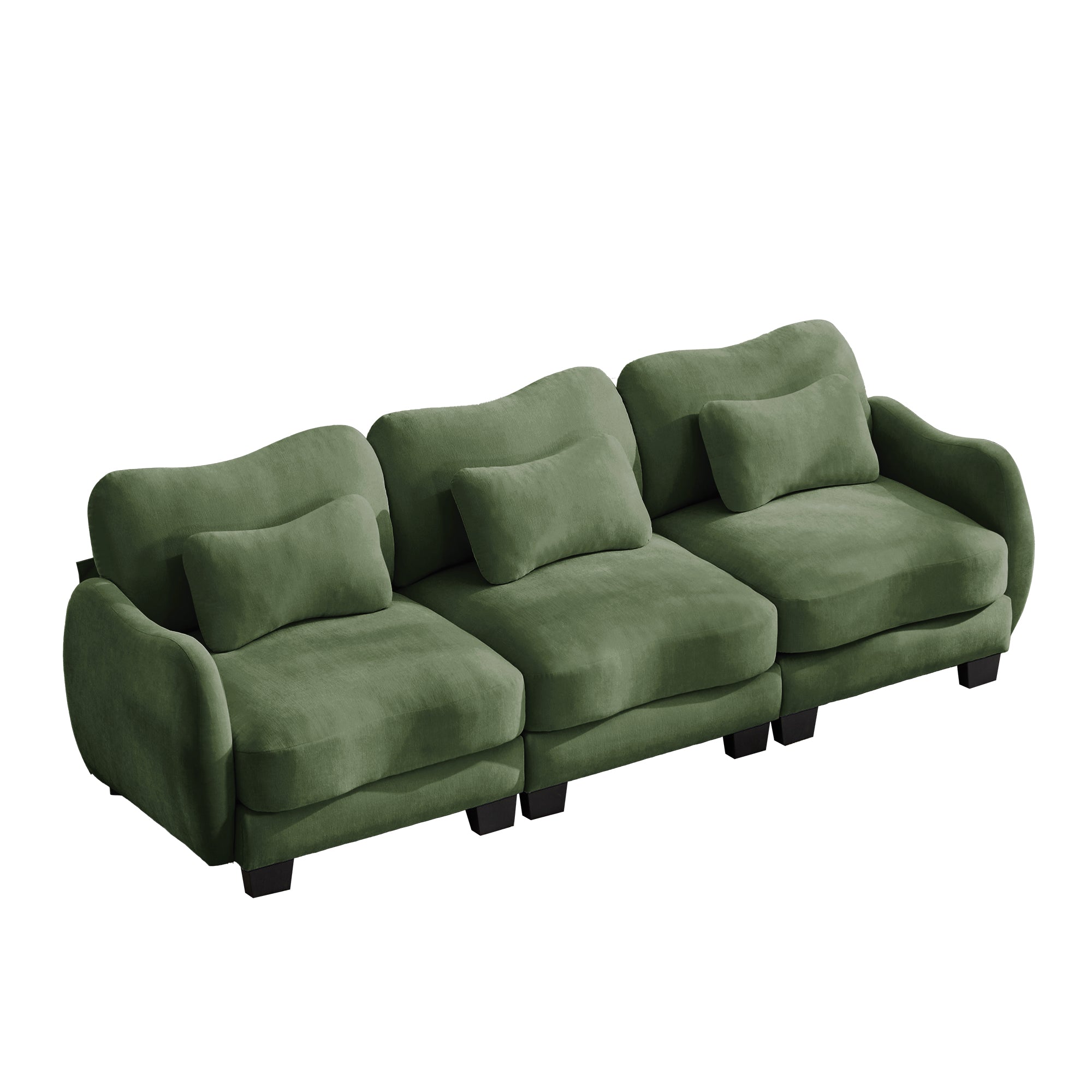 Rosedale green modular sofa showing angled front view isolated on white background