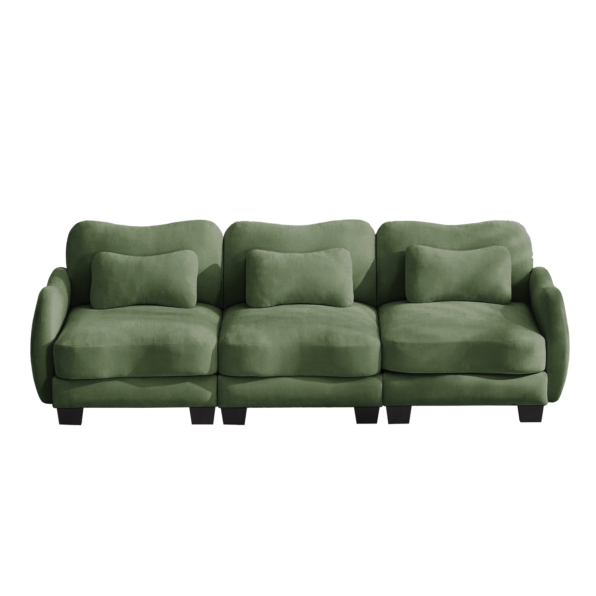 Rosedale green modular sofa showing three quarter view isolated on white background