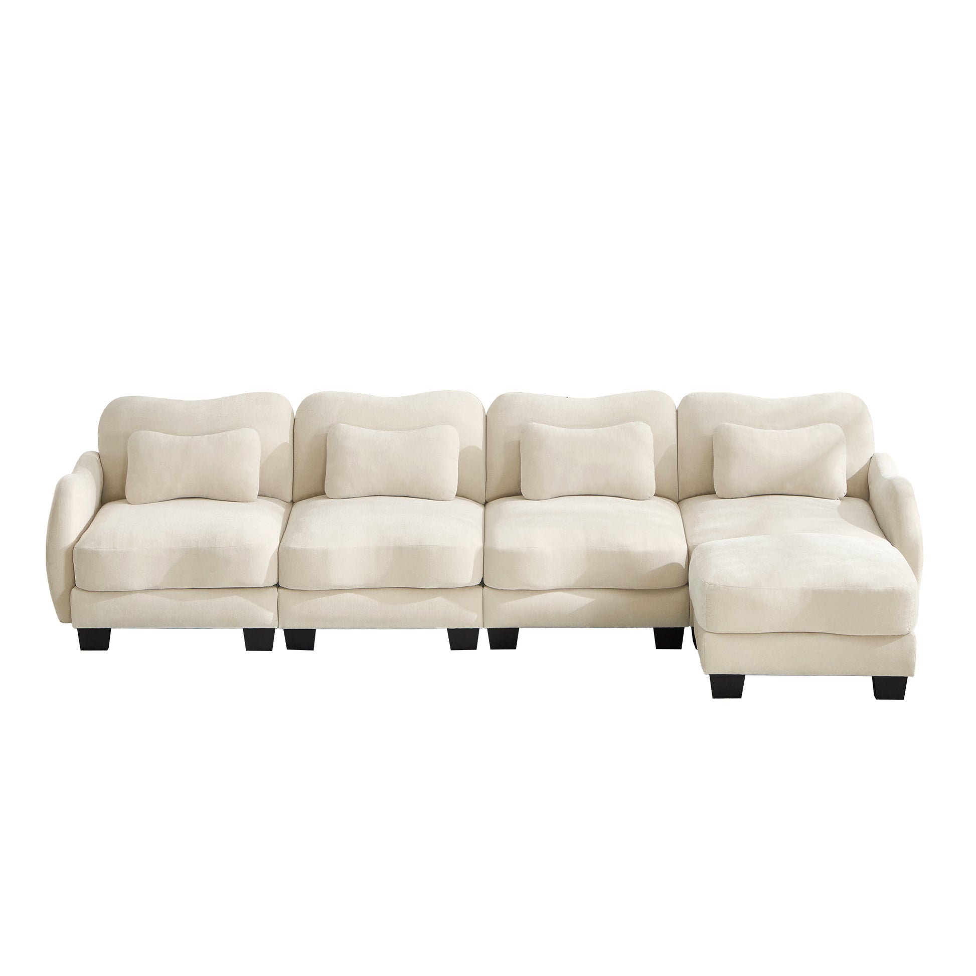 Rosedale beige sectional sofa showing angled front view isolated on white background