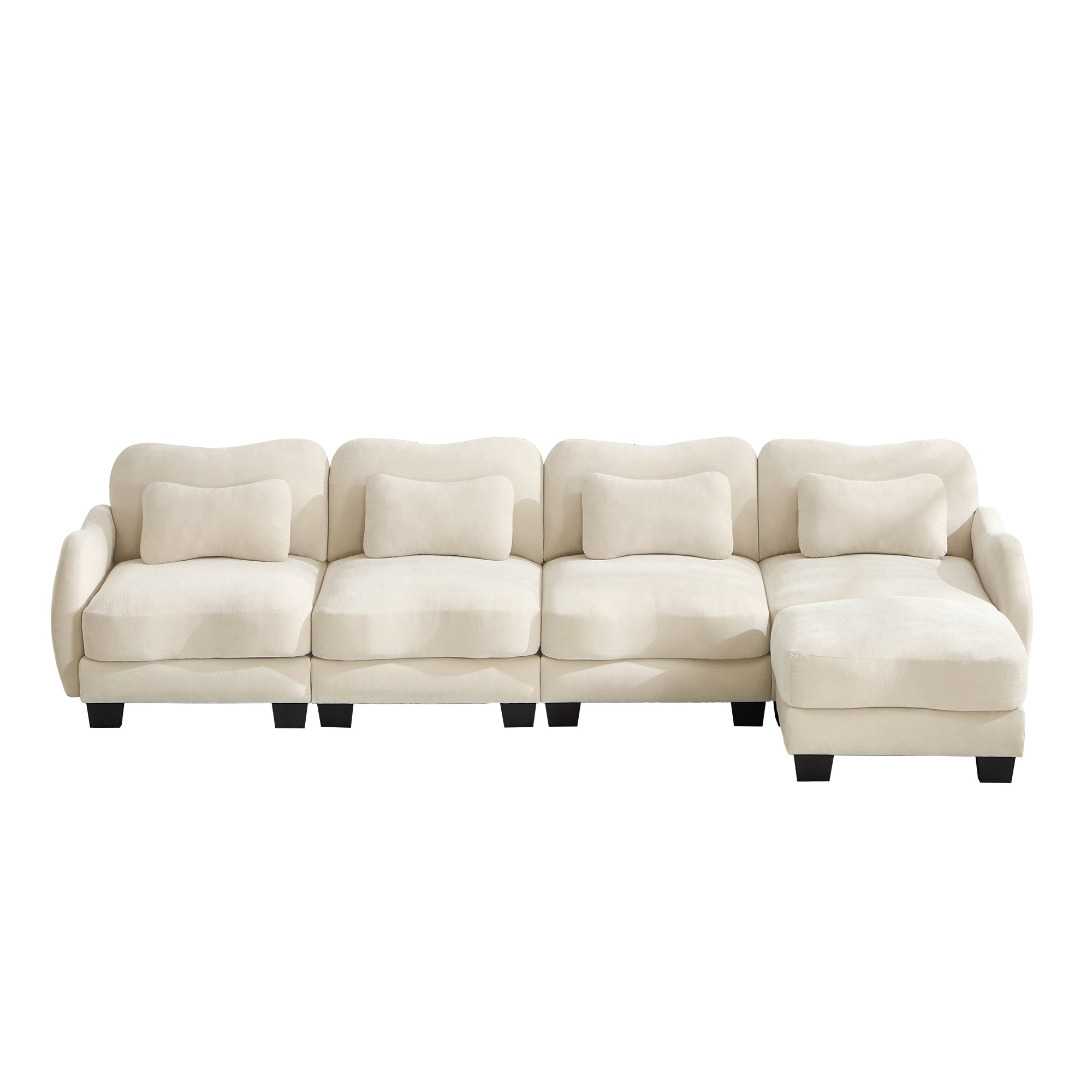 Rosedale beige sectional sofa showing angled front view isolated on white background