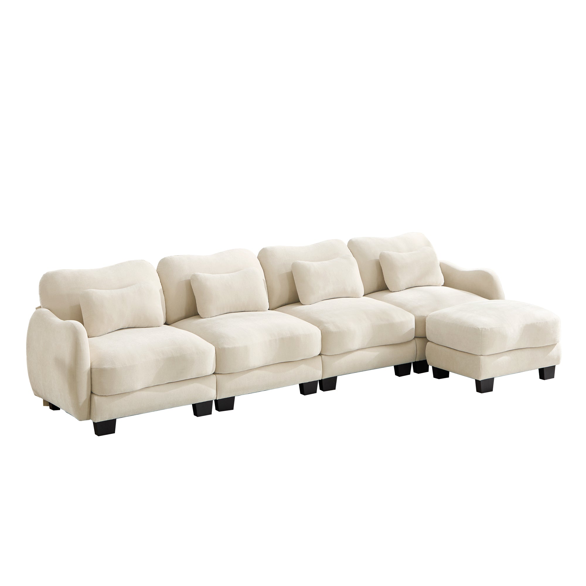 Rosedale beige sectional sofa showing front view isolated on white background